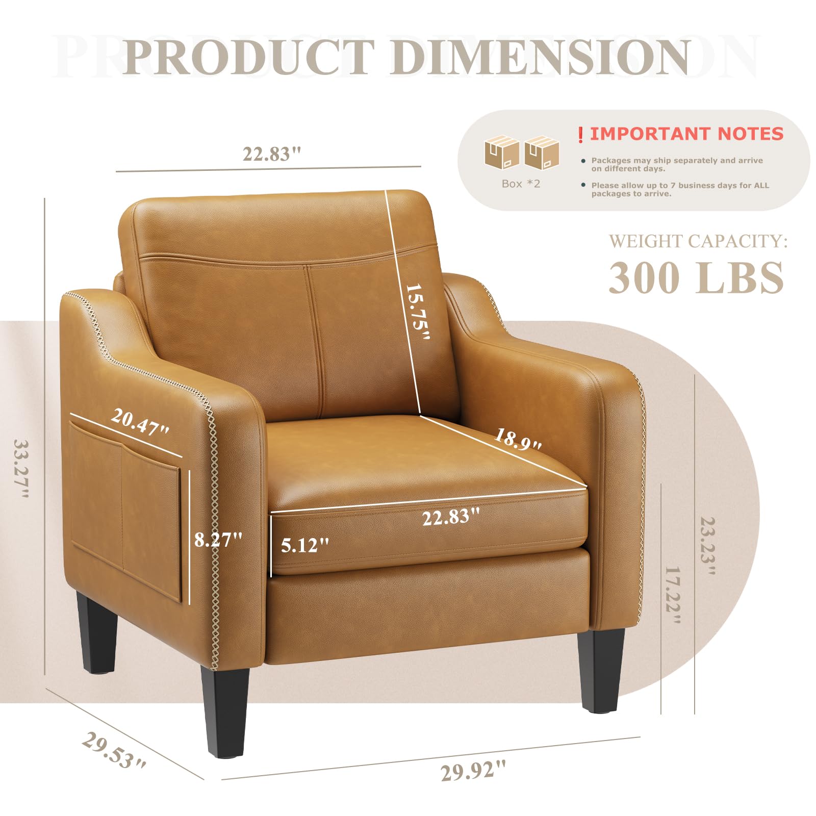 PU Leather Accent Chair Set of 2