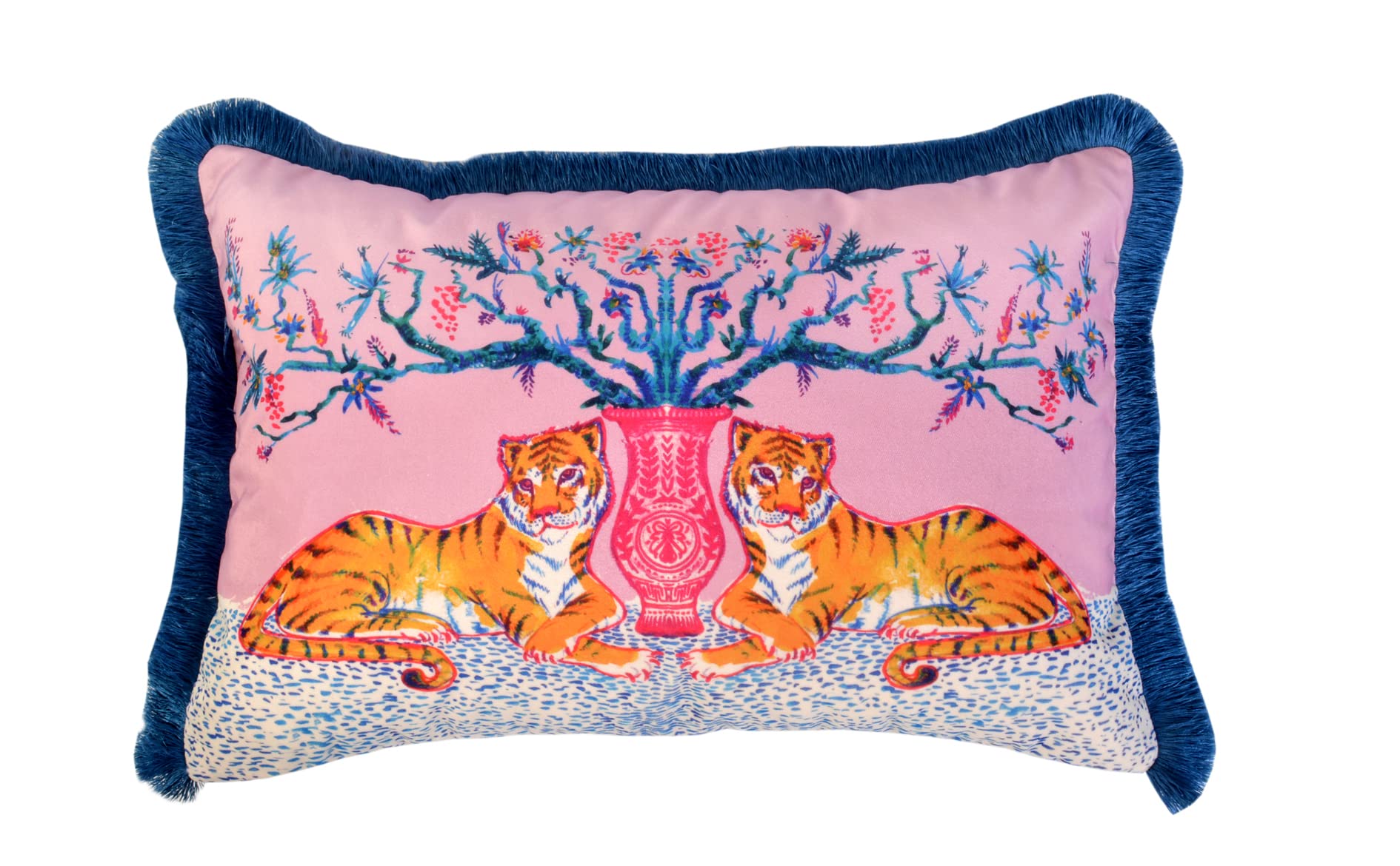 Tiger Pattern Velvet Throw Pillow Cover with Tassel