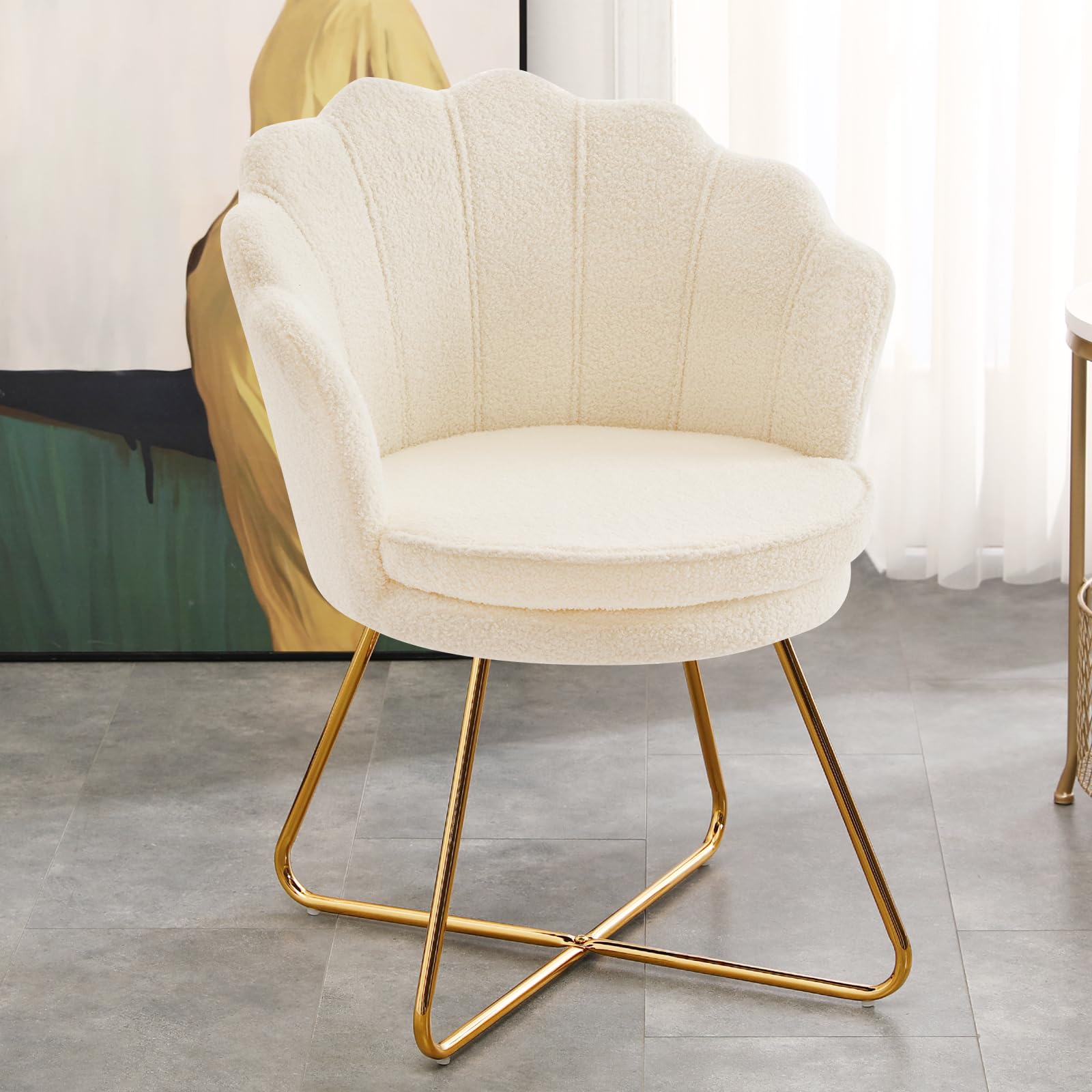 Shell Accent Chair with Gold Legs