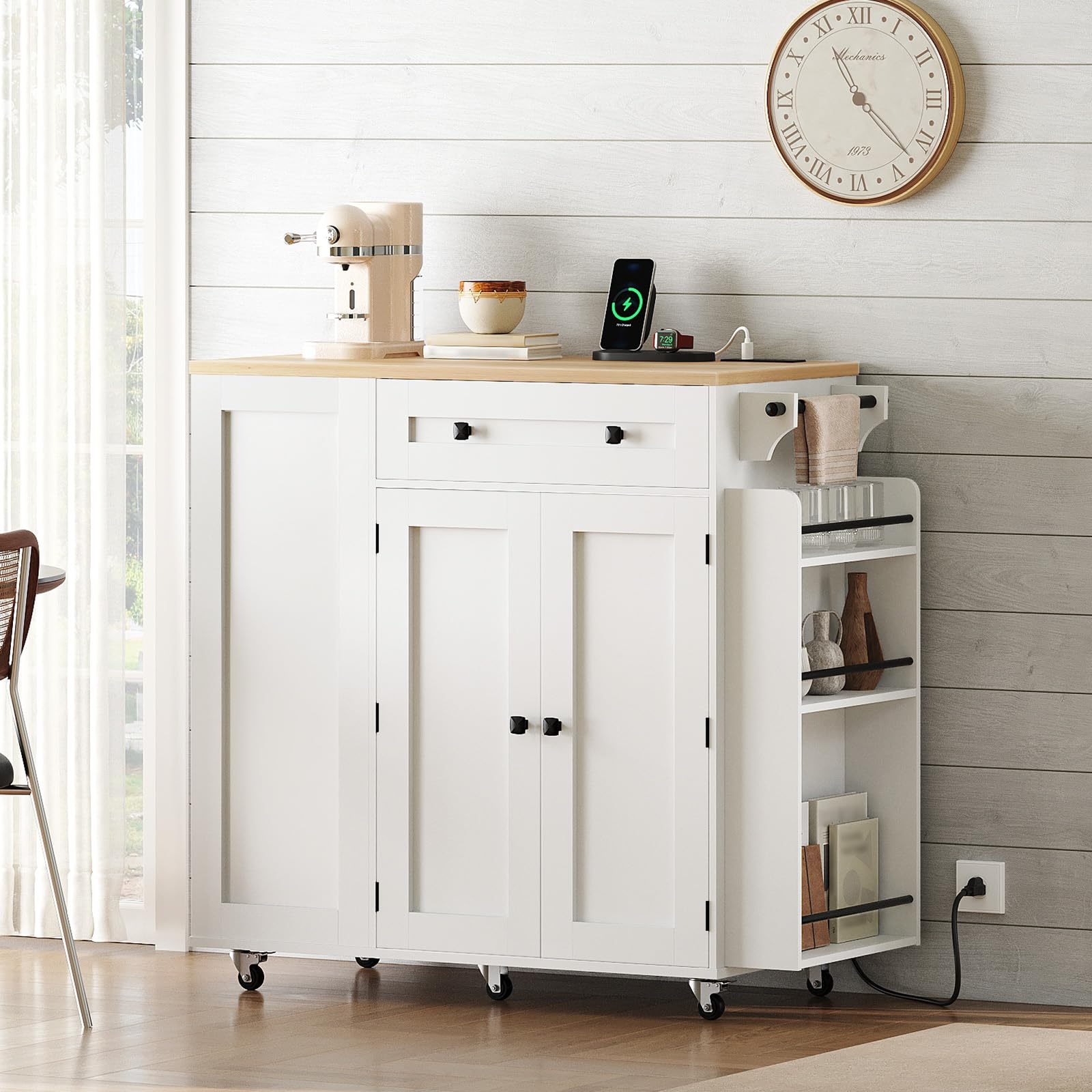 Kitchen Island with Storage on Wheels