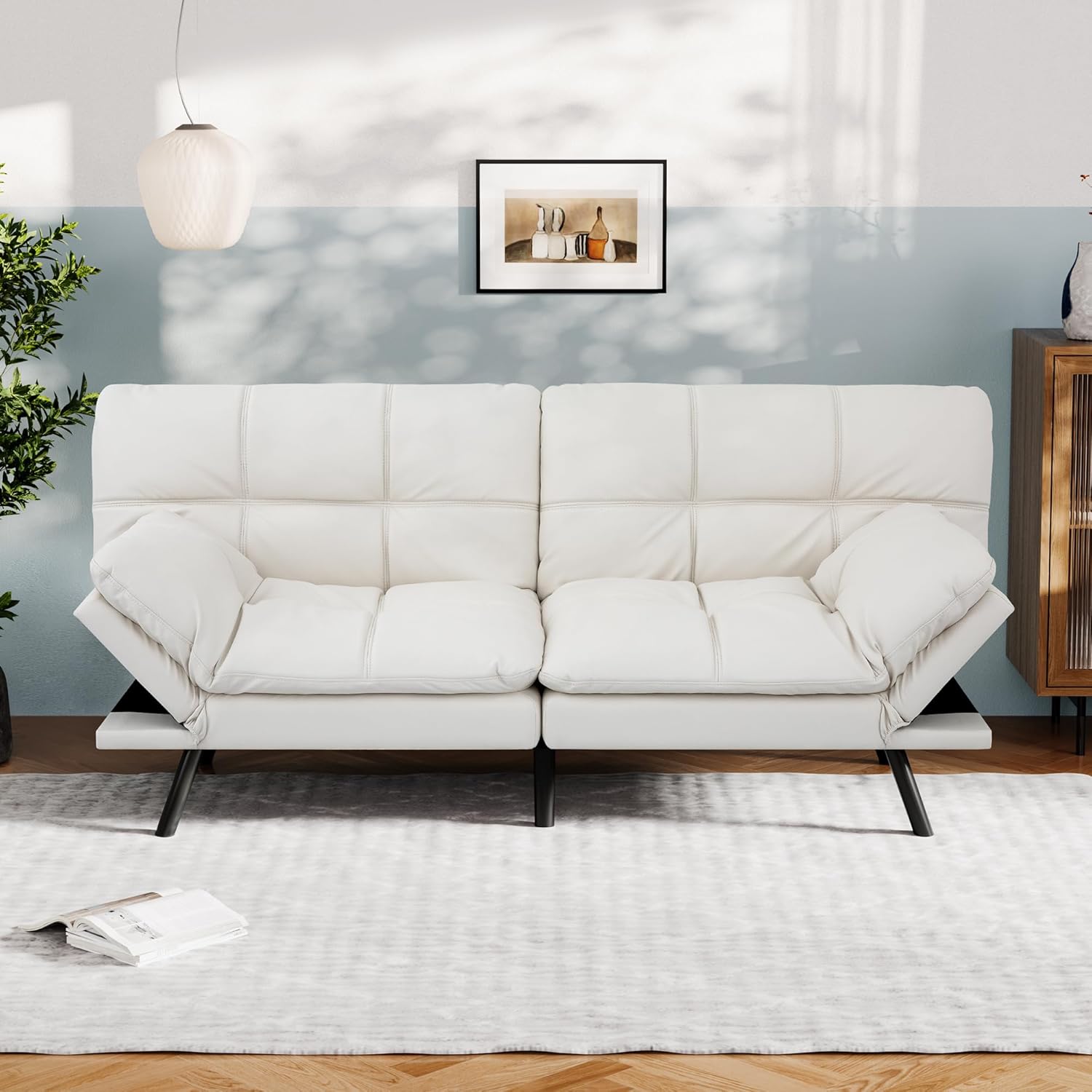Convertible Futon Sofa Bed with Memory Foam