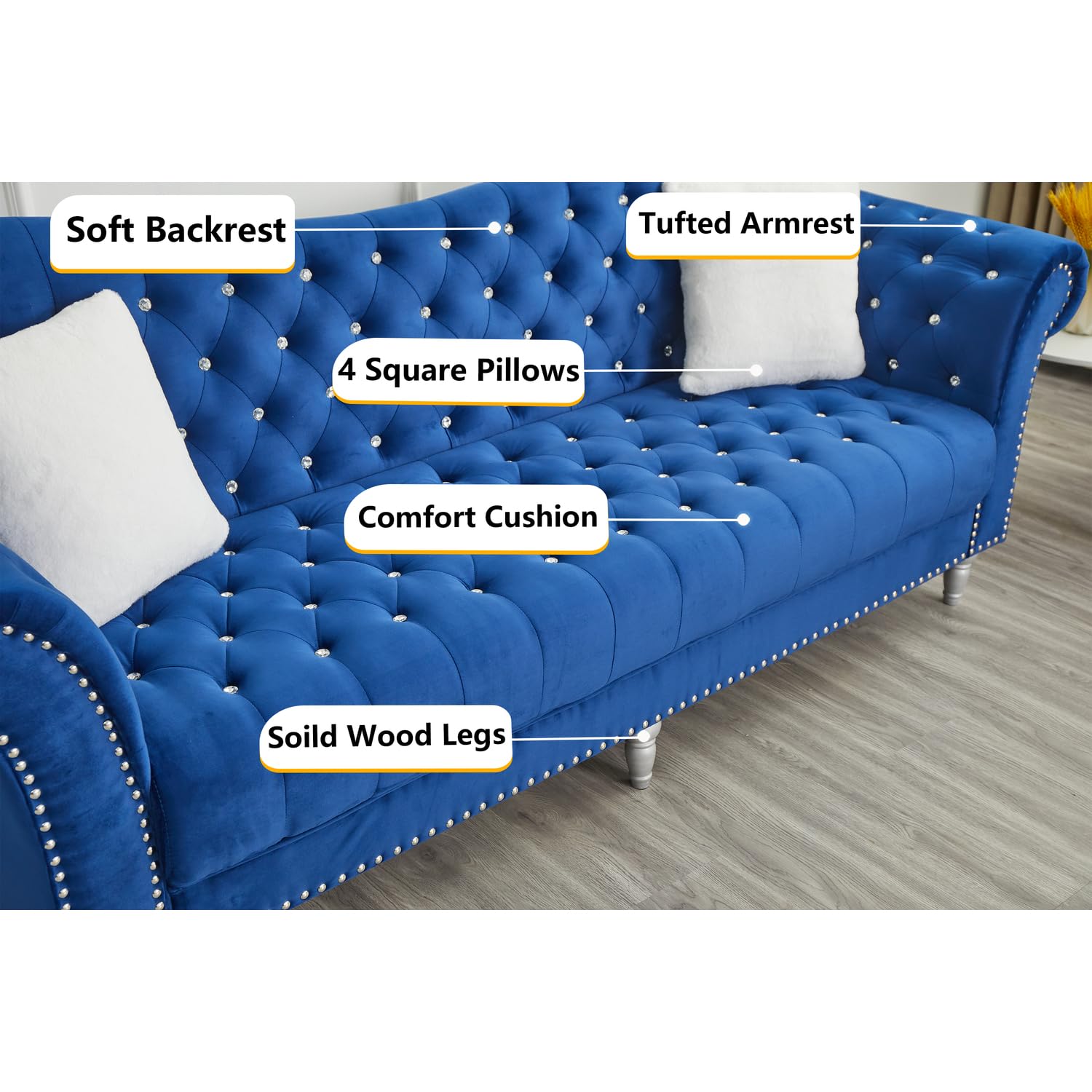 Modern 2-Piece Tufted Sofa Set with Loveseat