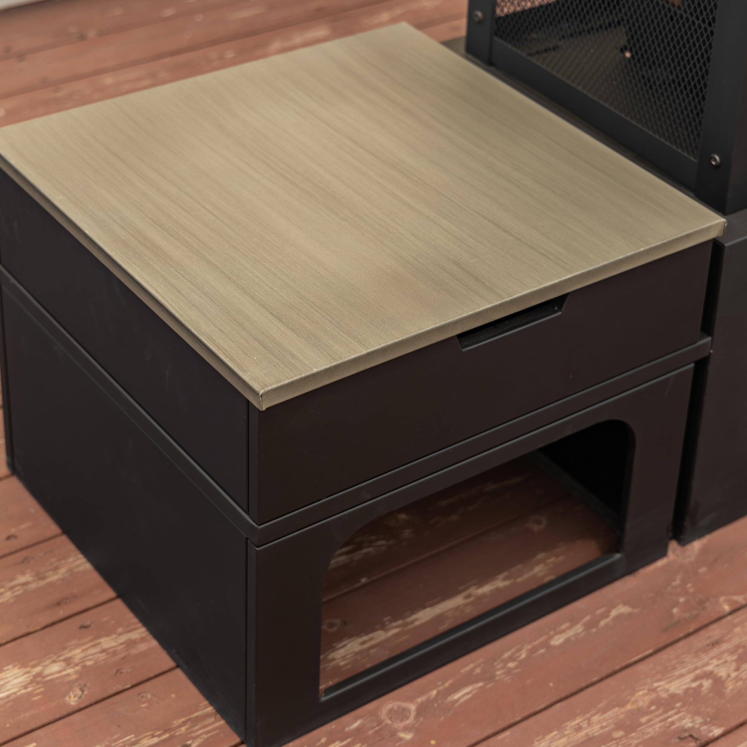 70 Inch Rectangular Outdoor Fireplace with Side Tables