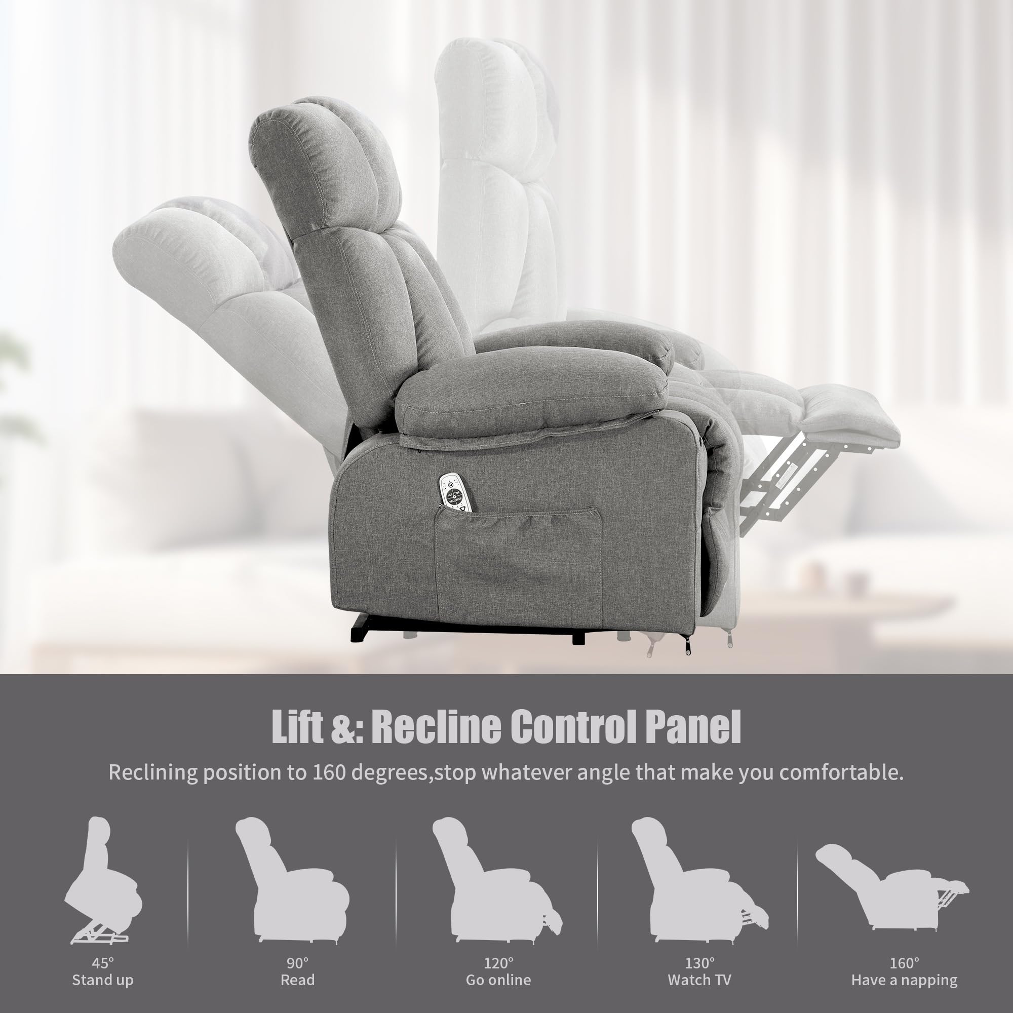 Power Lift Recliner Chair with Massage and Heat