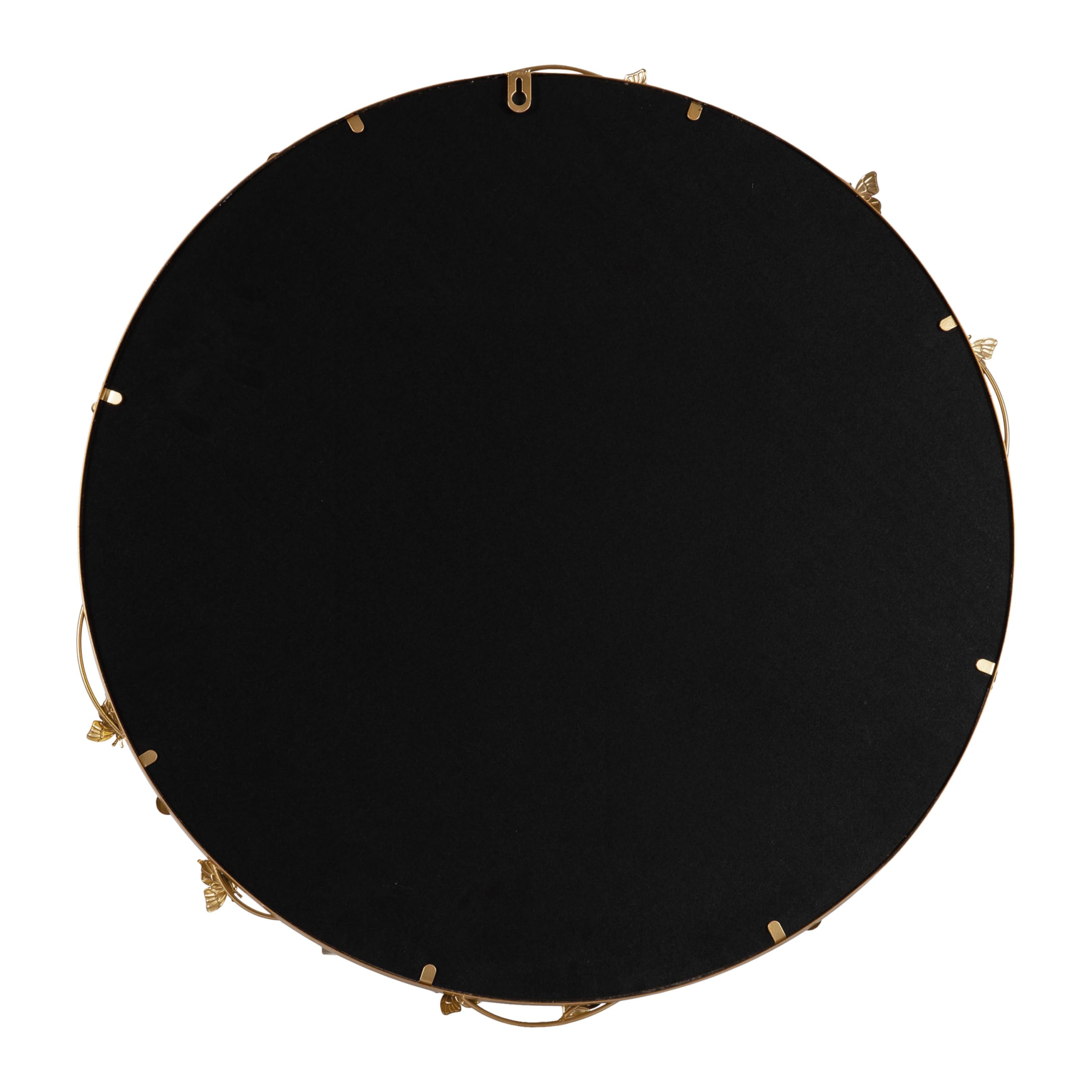 Round Gold Wall Mirror with Floral Detailing