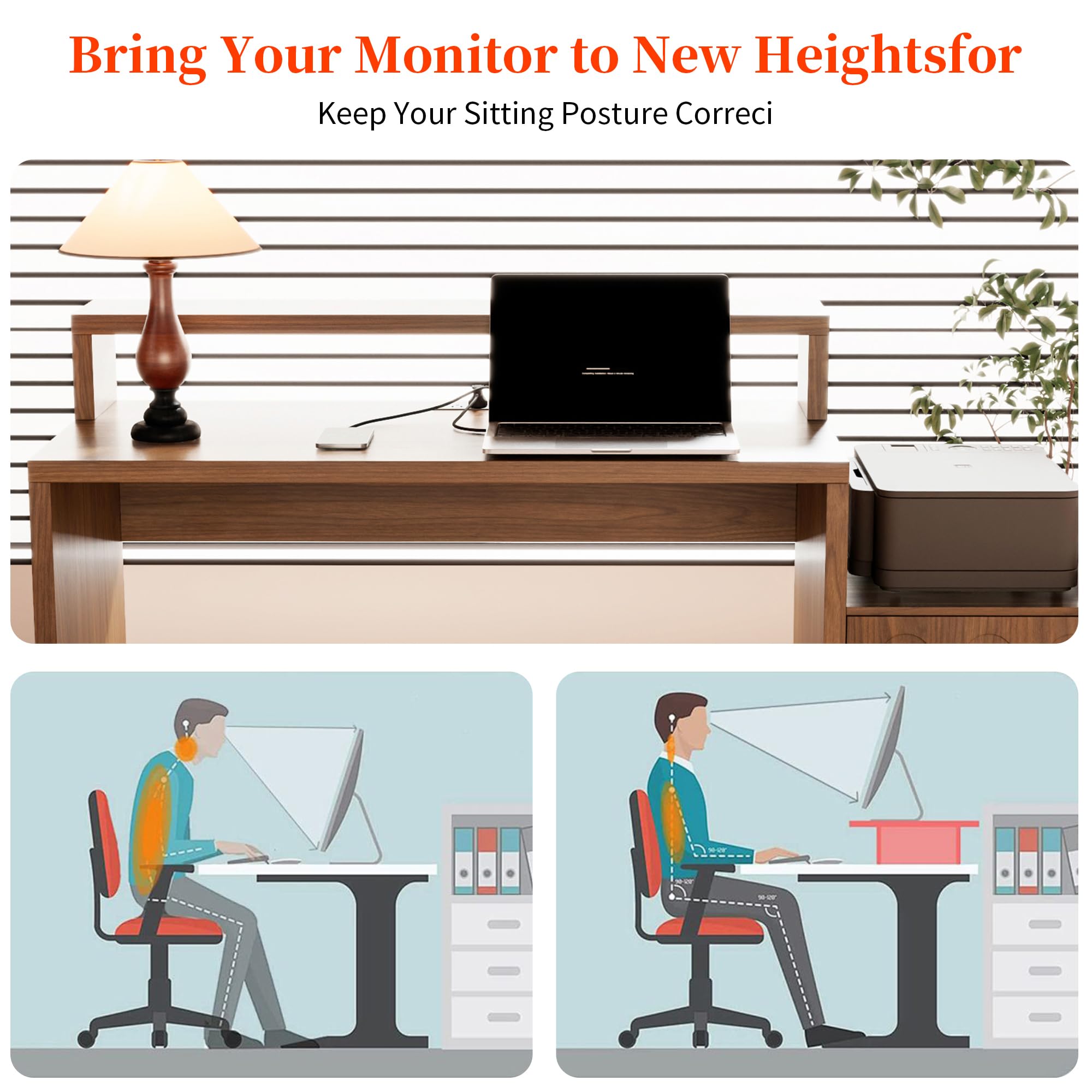 Executive Desk with Drawer and Printer Shelf