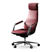 Luxury Executive Office Chair Genuine Leather High Back Ergonomic Reclining Red