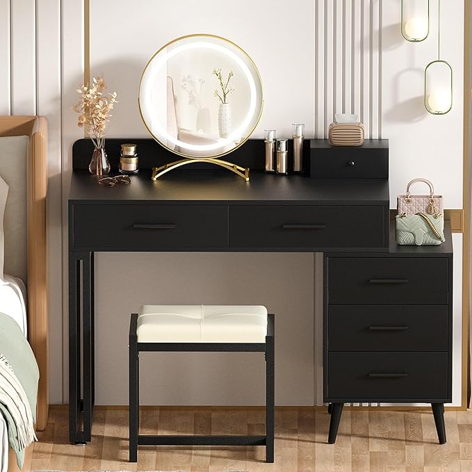 Vanity Desk with Mirror and Lights