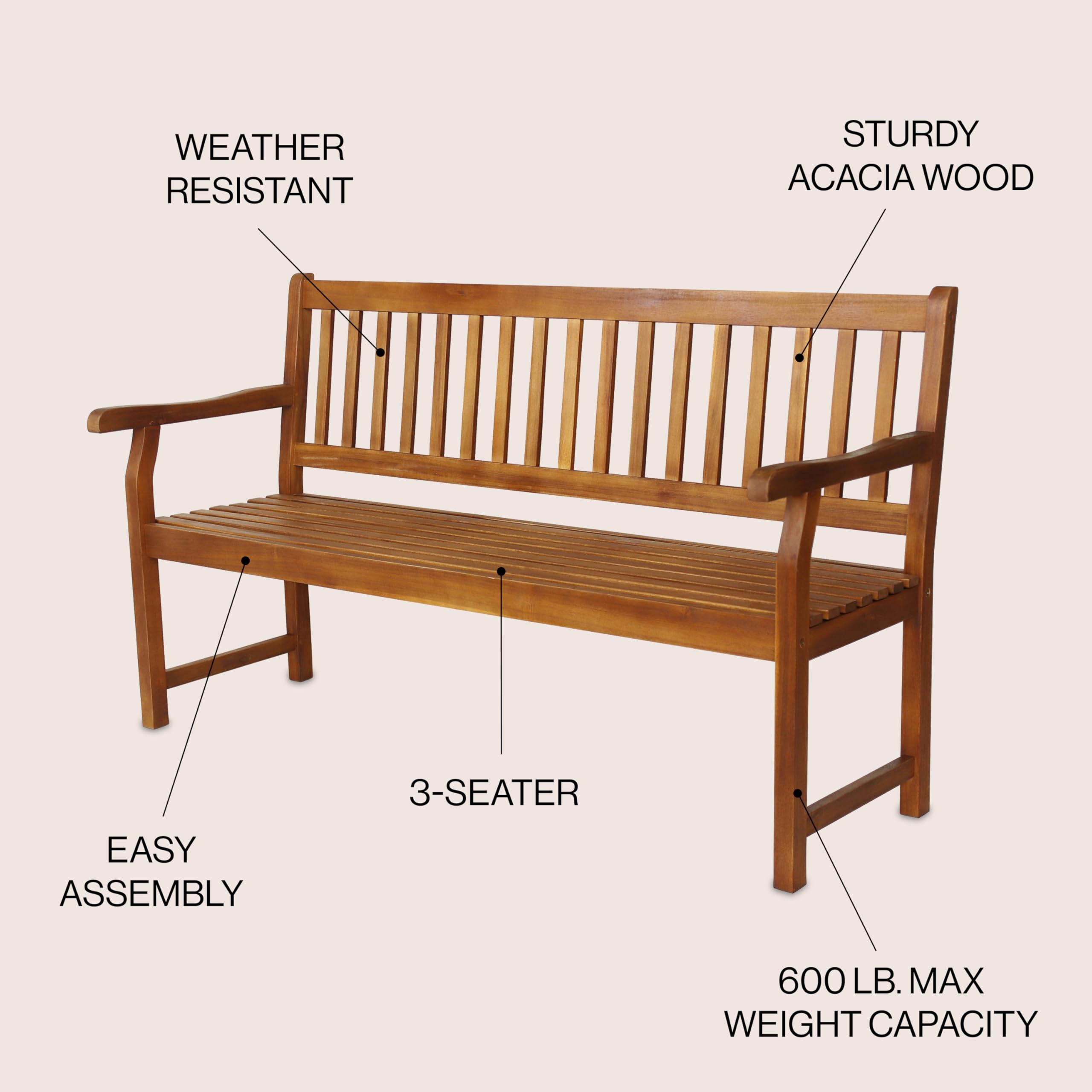 Acacia Wood Outdoor Garden Bench