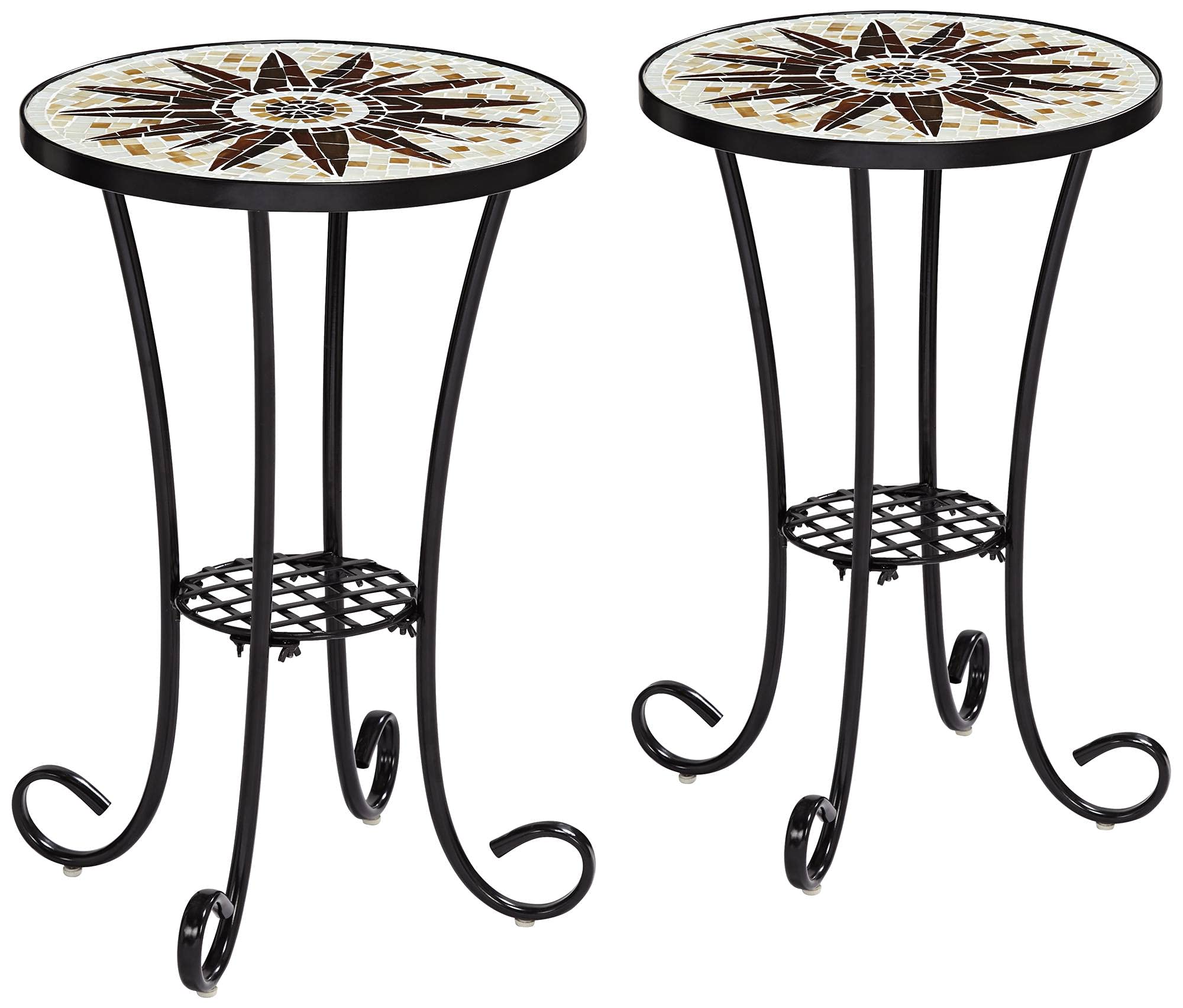 Sunburst Mosaic Outdoor Accent Tables Set of 2