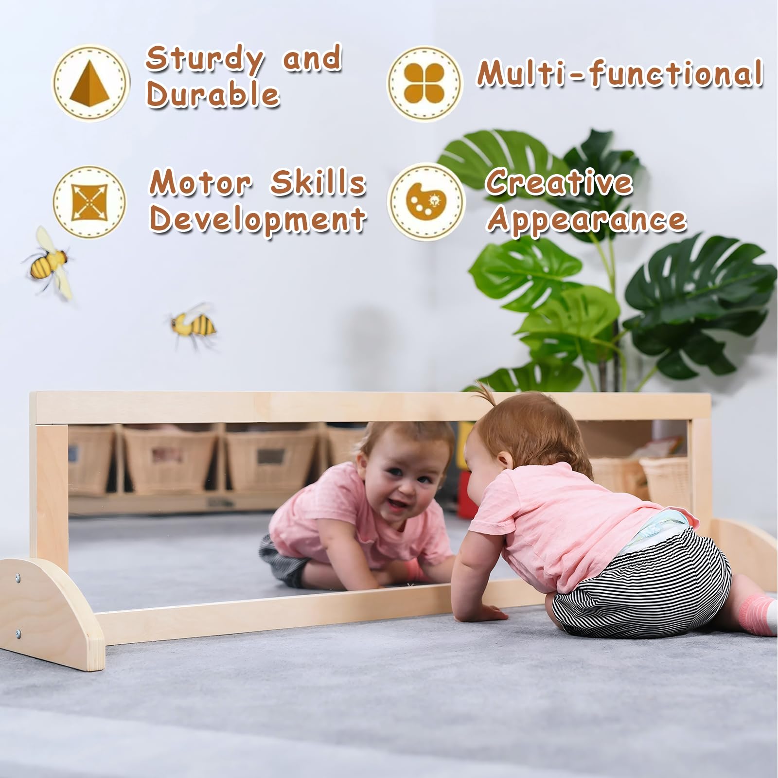 Montessori Coordination Mirror with Pull-Up Bar