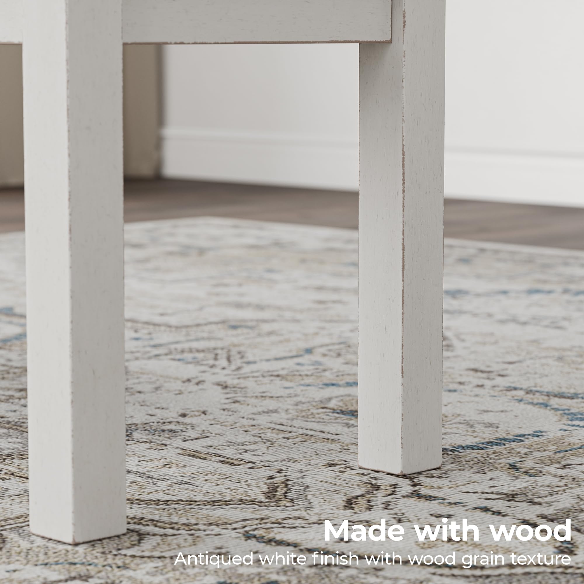 Robbinsdale Upholstered Dining Bench 48" Light Gray & White