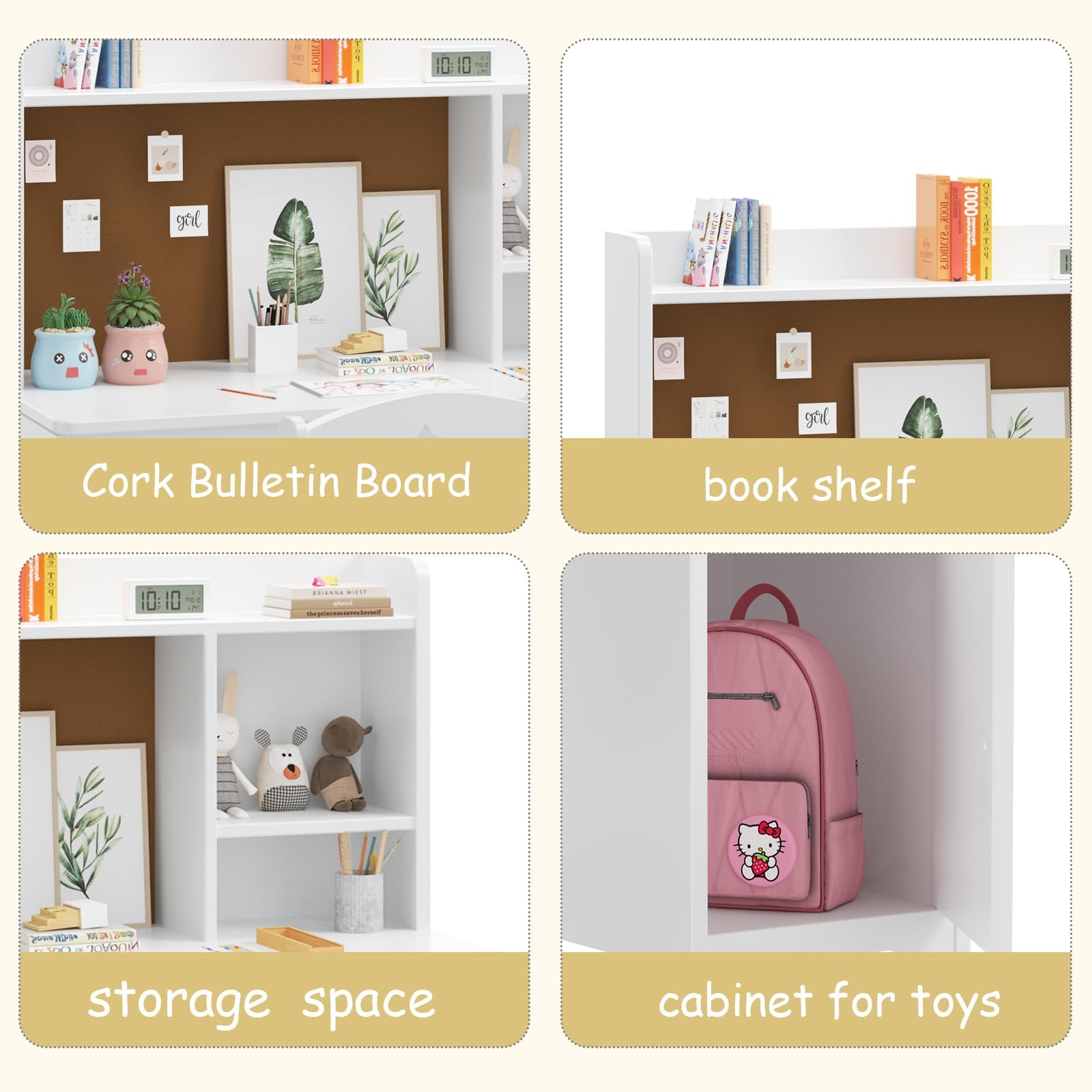 Kids Desk and Chair Set with Hutch