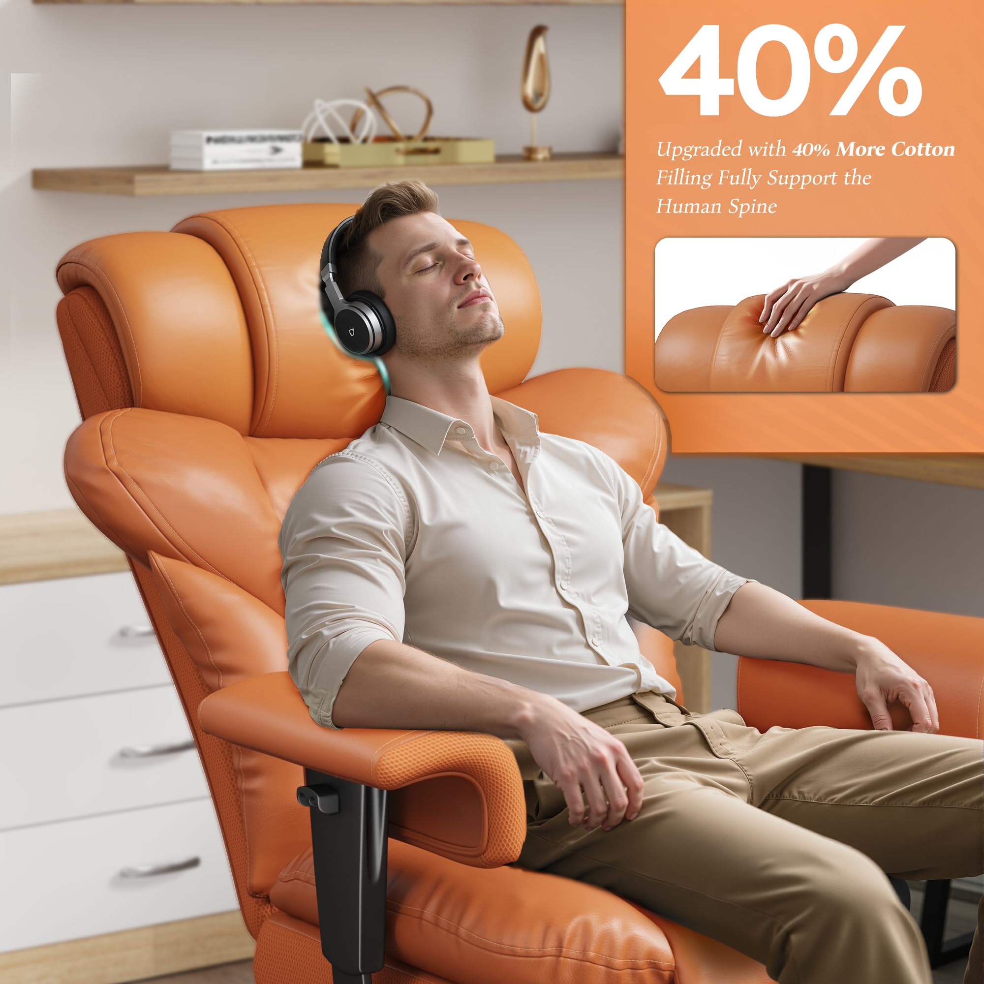 Ergonomic Executive Office Chair with Footrest