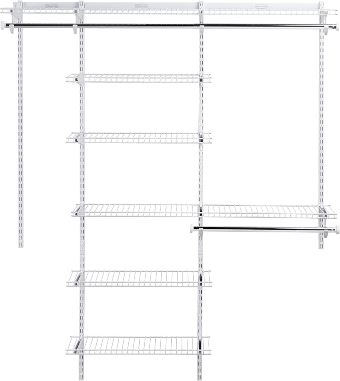 Deluxe Custom Closet Kit 4-8Ft Adjustable Metal Wire Shelving White