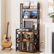 5-Tier Vinyl Record Storage Rack with Turntable Stand