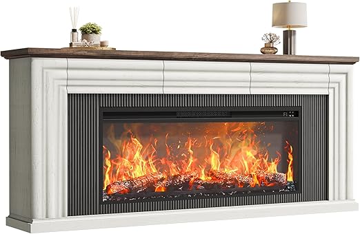 70 Inch Fireplace TV Stand with Electric Fireplace