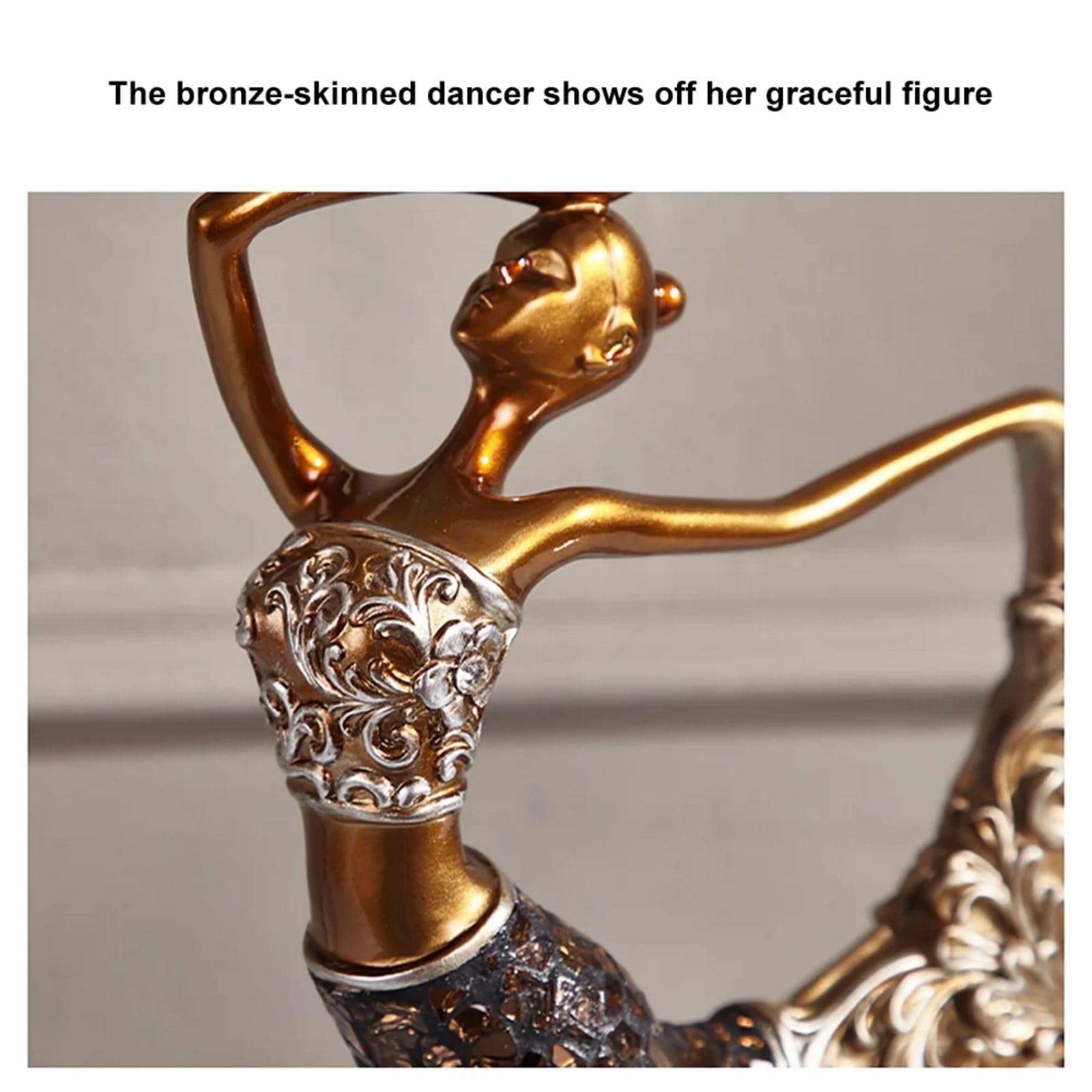 3-Piece Peacock Dancer Figurines Set - Vintage Resin Sculpture Ornaments