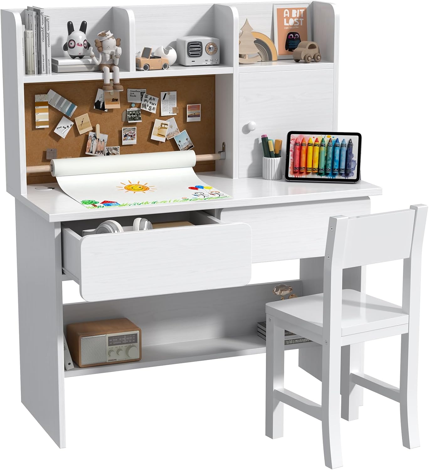 Kids Study Desk and Chair Set with Storage