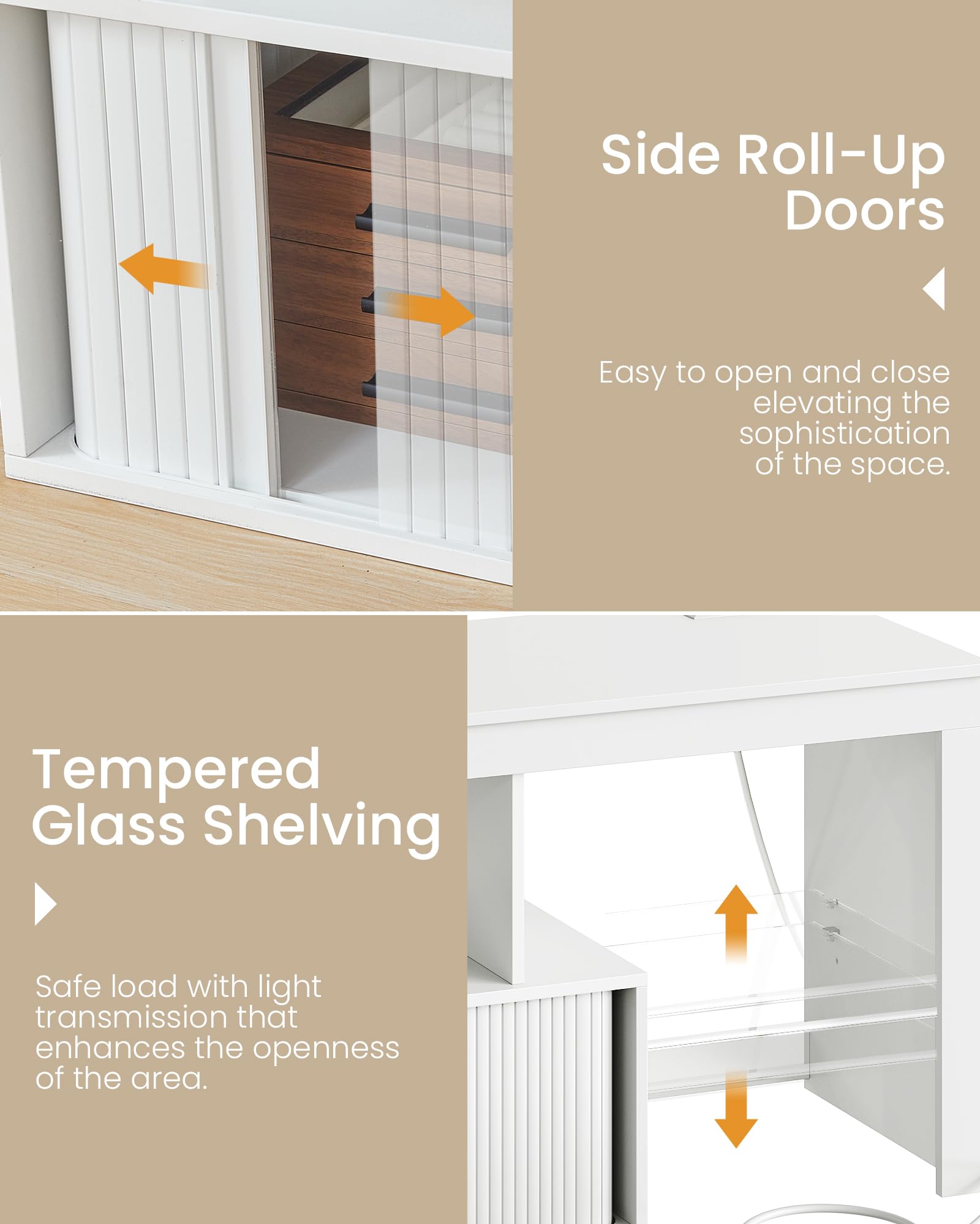 TV Stand with Power Outlet and LED Lights