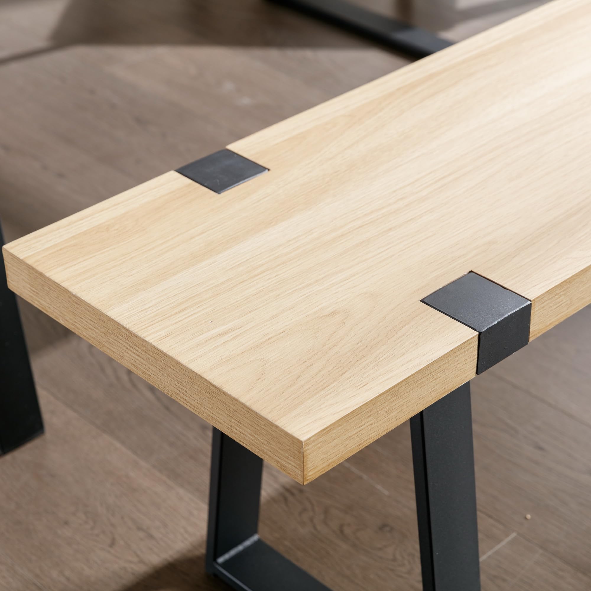 60" Wooden Dining Bench with Metal Legs
