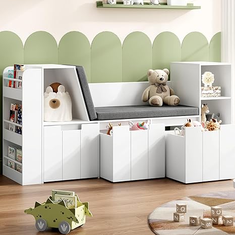Kids Reading Nook with Bookshelf and Storage