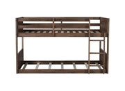 Twin Over Twin Bunk Bed with Panelled Headboard - Antique Oak