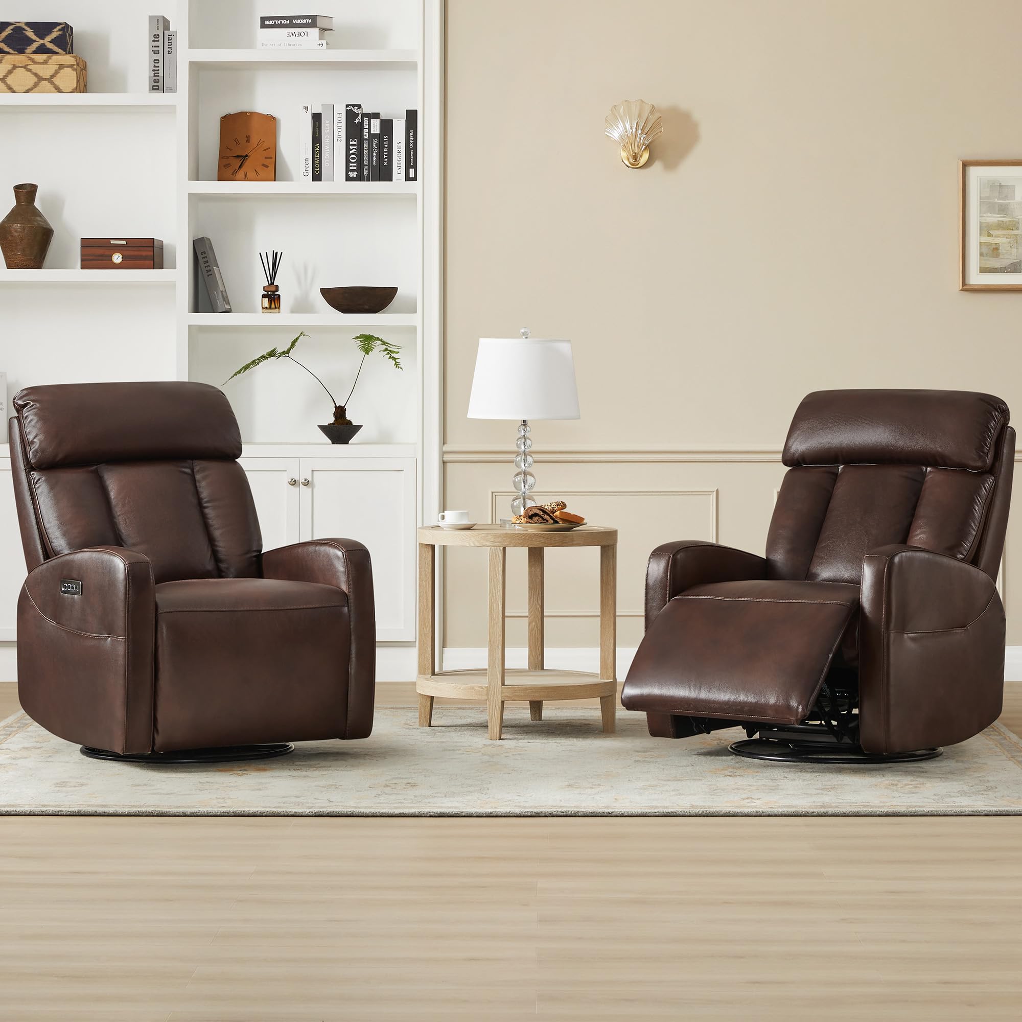 Triple Motor Power Swivel Recliner with Adjustable Headrest