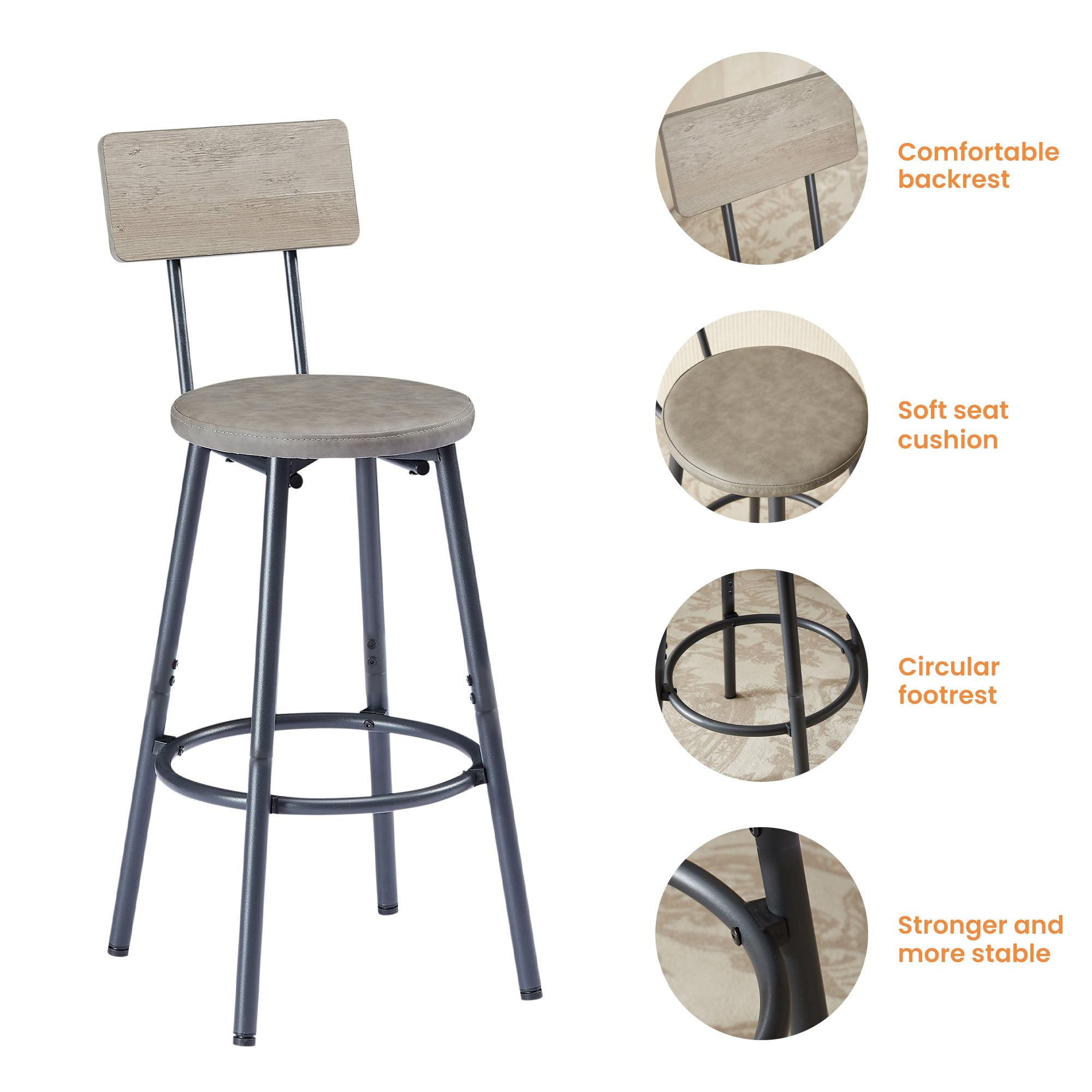 4-Piece Bar Table Set with Upholstered Stools