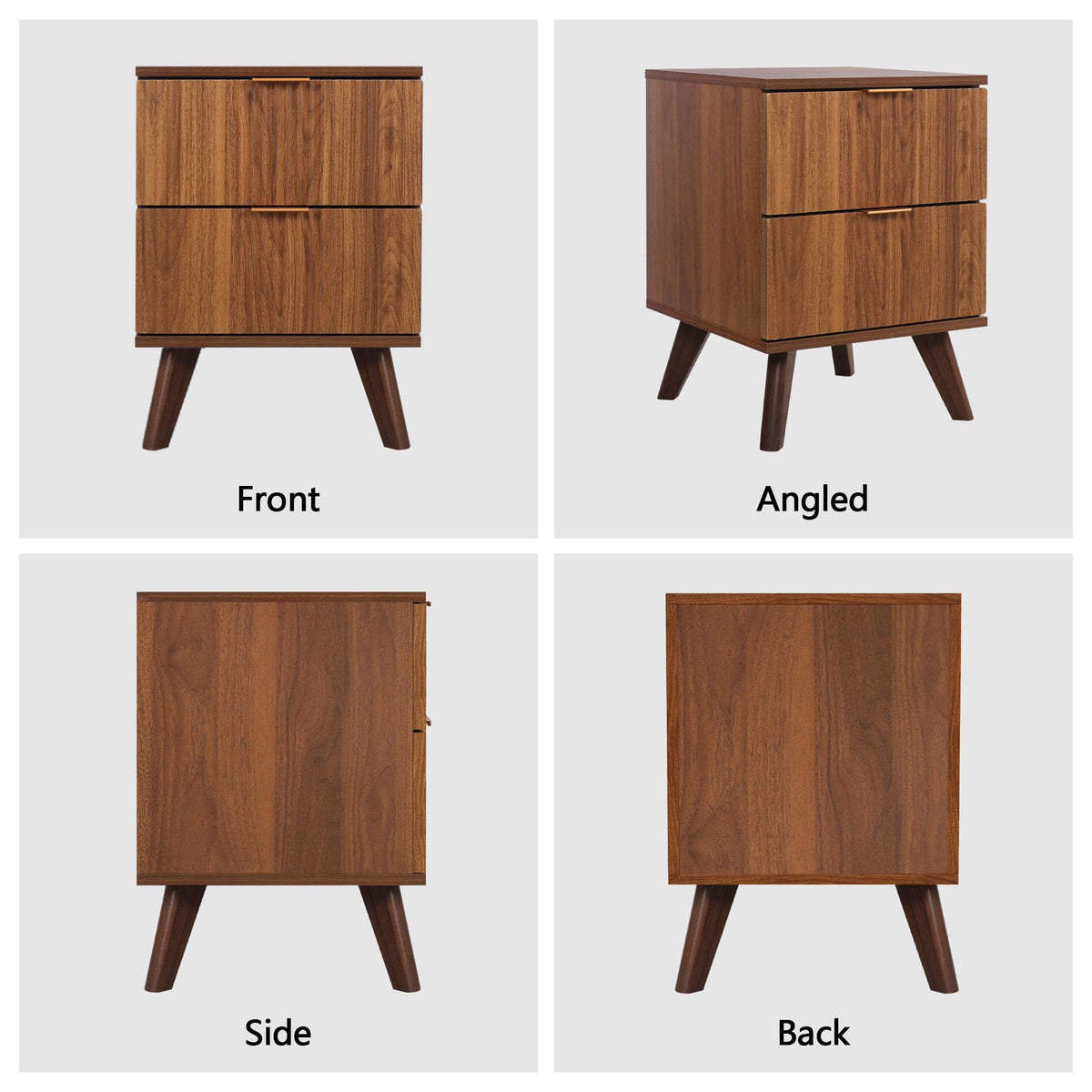 Fluted Nightstand Set of 2 with 2 Drawers