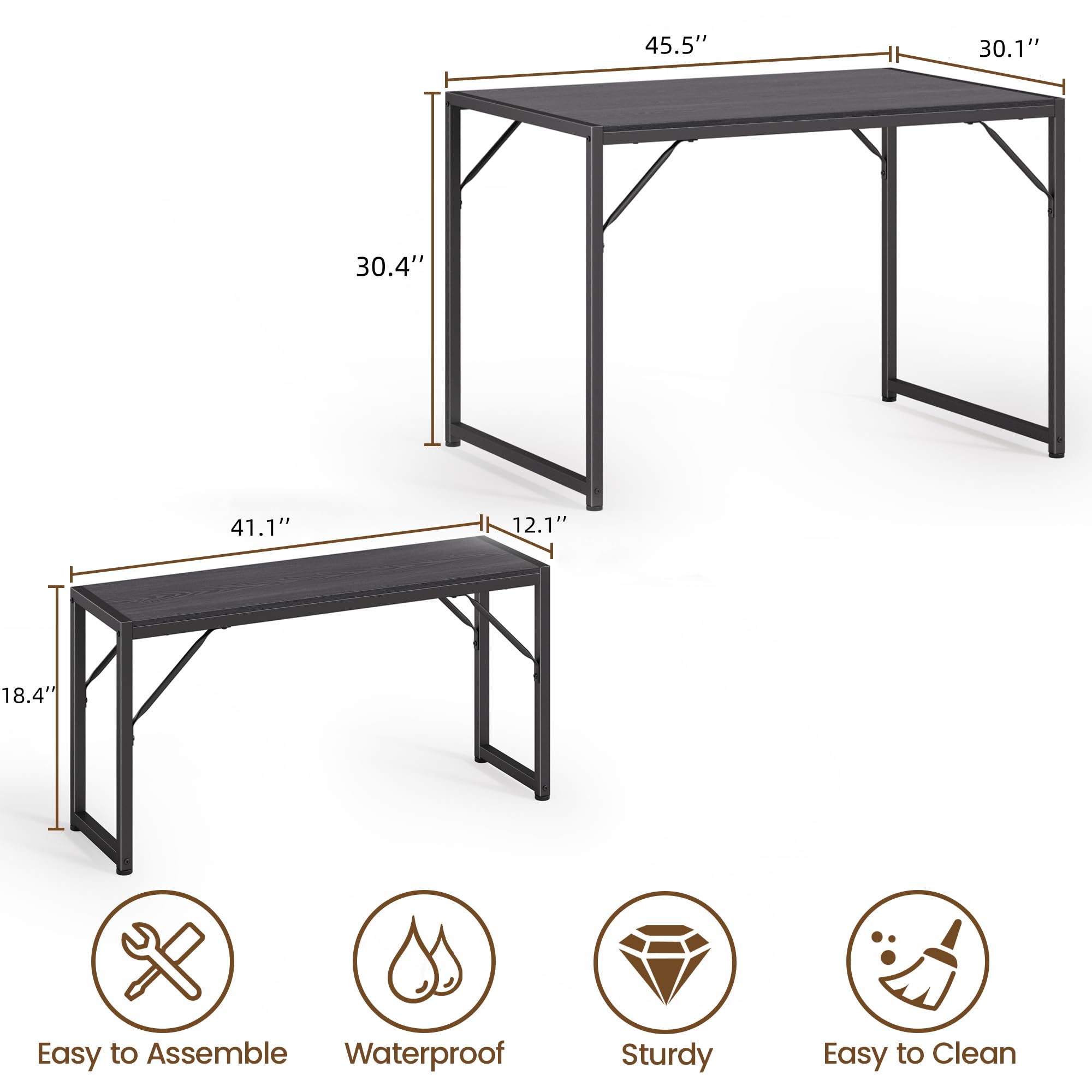 4-Piece Space-Saving Dining Table Set with Benches