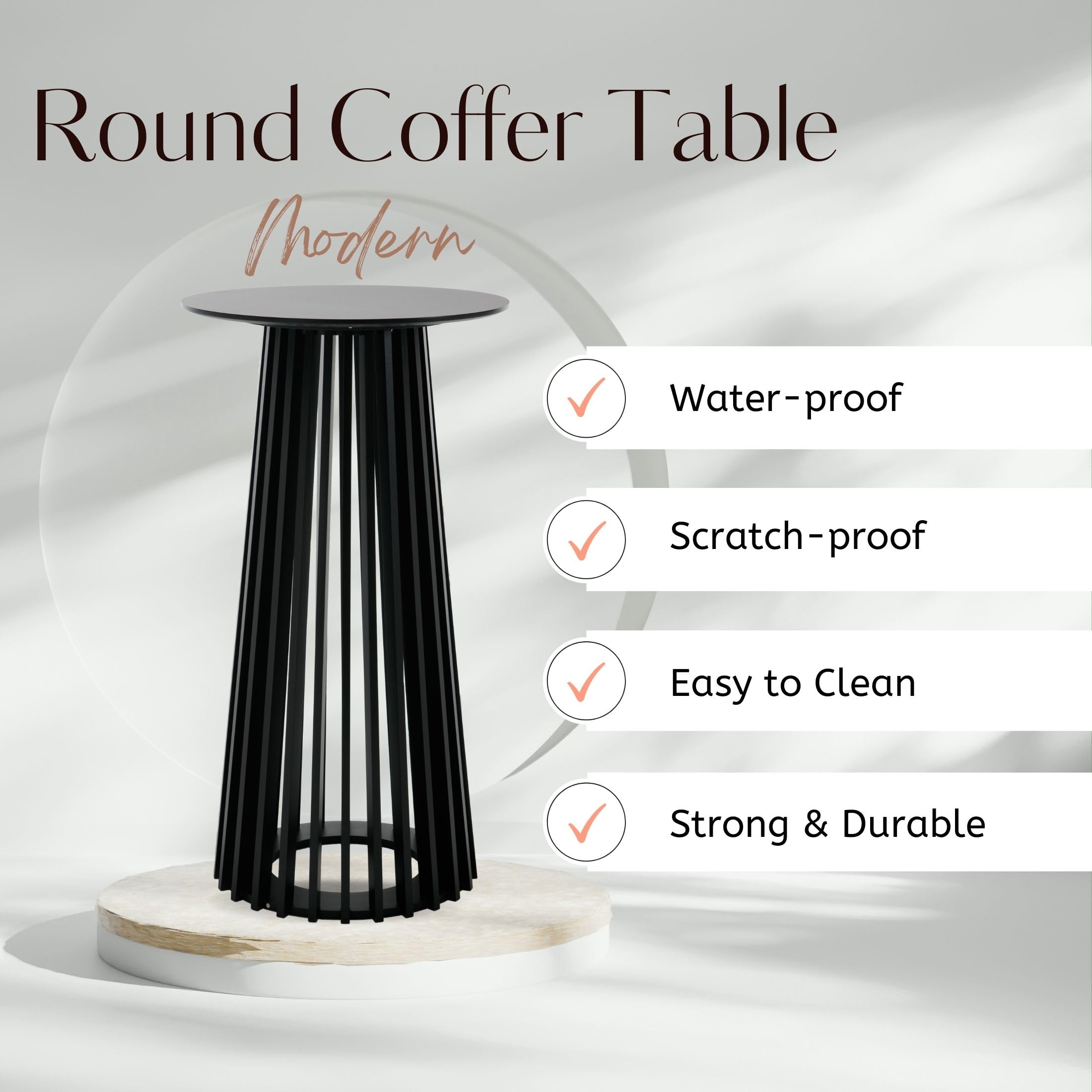 Round Bar Table 43.5" High Modern Wood Cocktail Table
