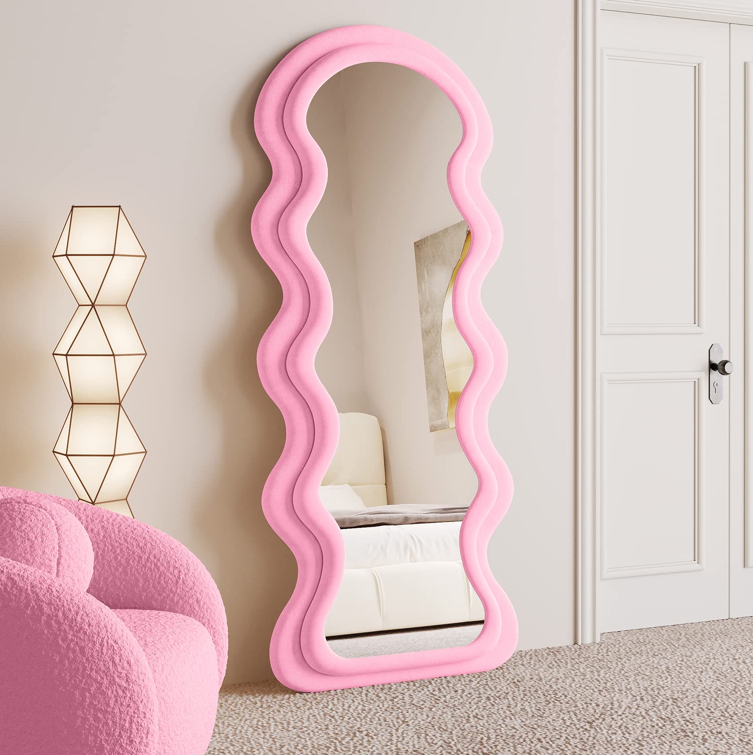 Full Length Wavy Mirror 63x24 Pink