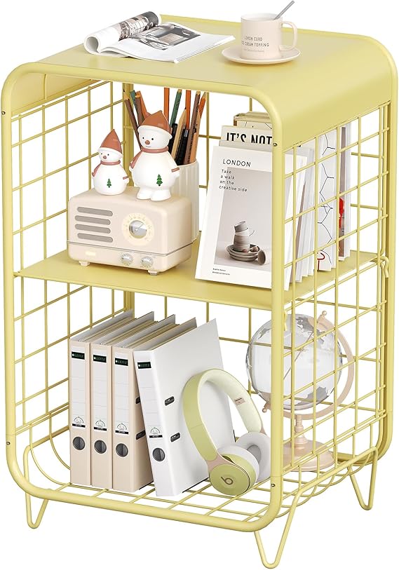 3-Tier Metal Side Table with Storage