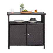 Wicker Storage Cabinet Outdoor Waterproof Buffet