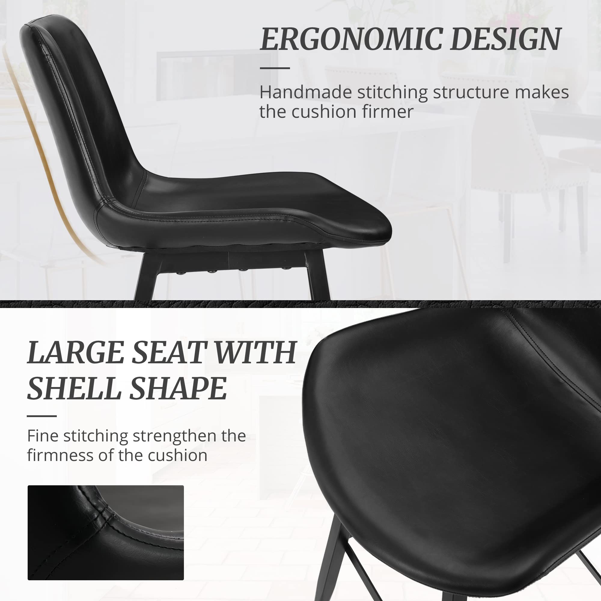 24 Inch Counter Stool Set of 3 with Back and Footrest