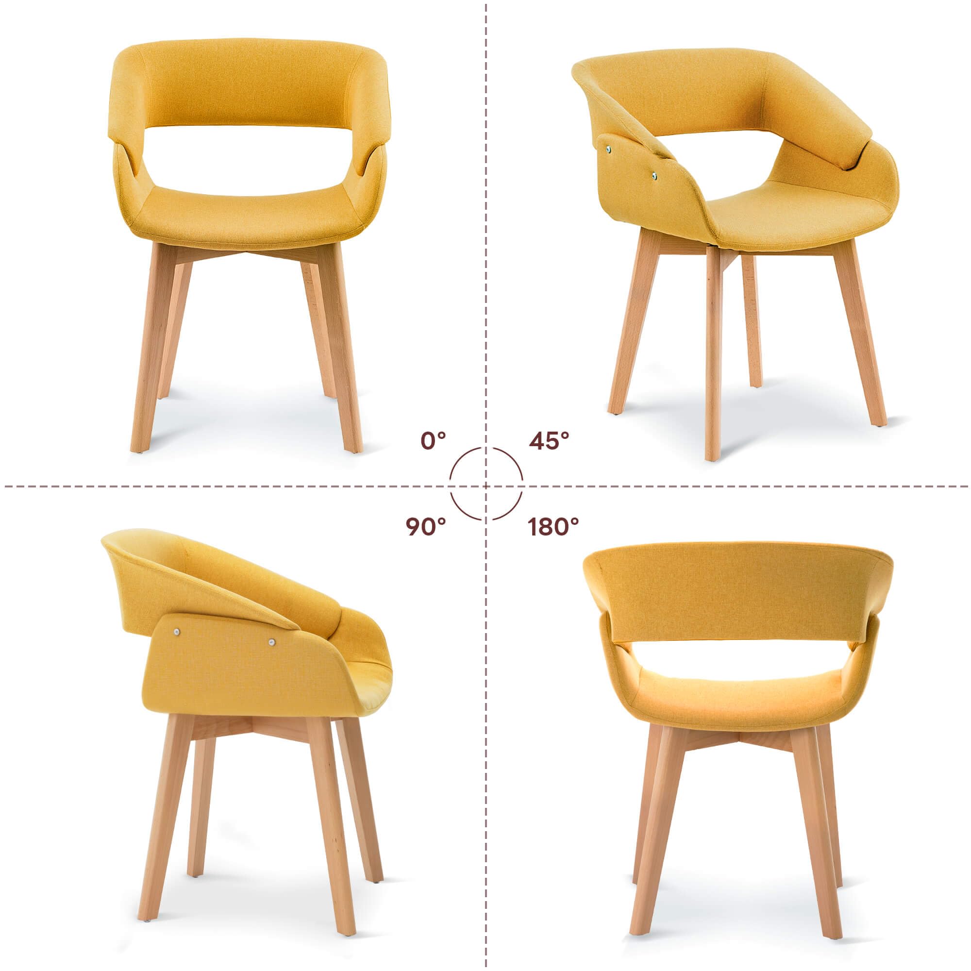 Modern Upholstered Dining Chairs Set of 2 with Solid Wood Legs