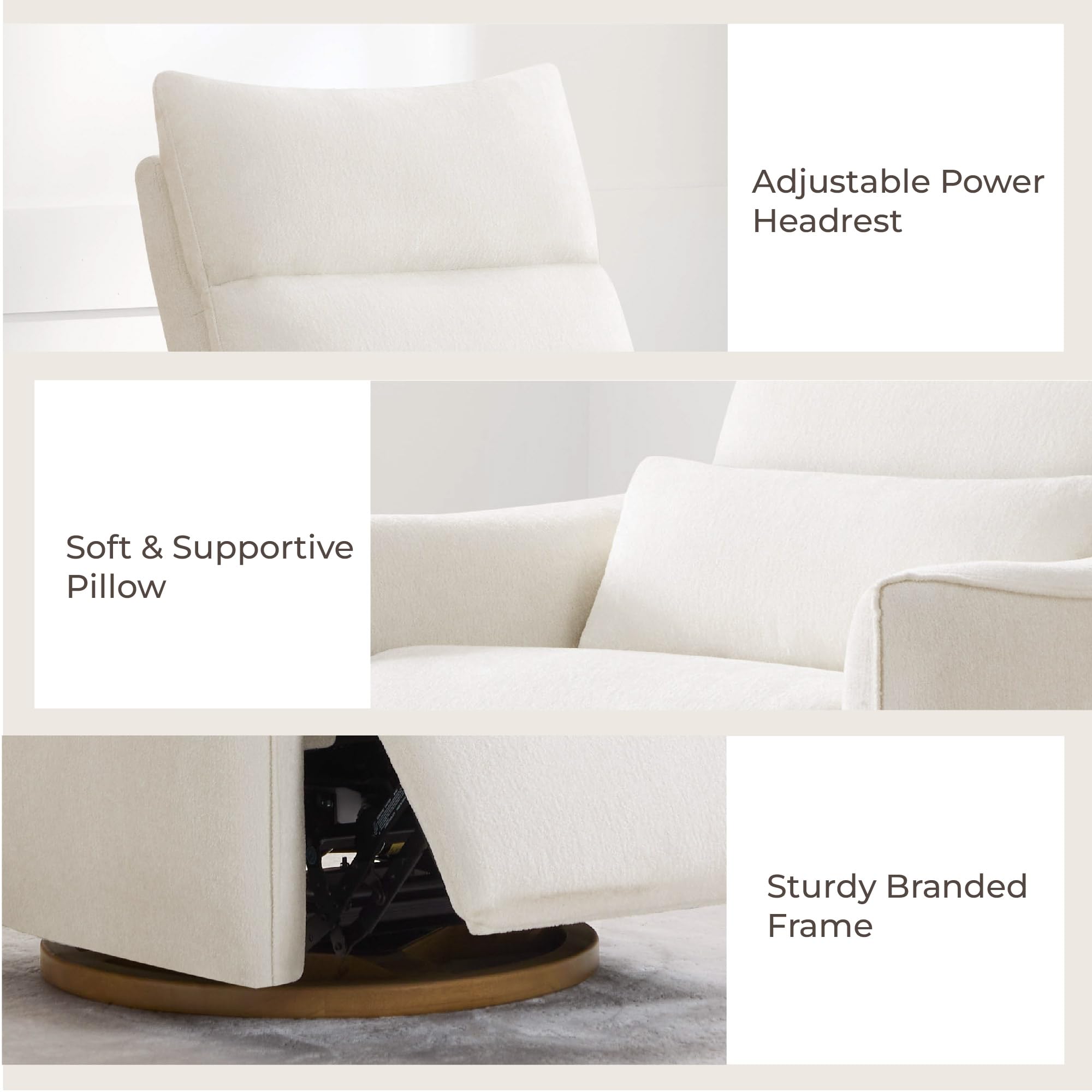 Swivel Rocker Recliner Chair with Power Headrest
