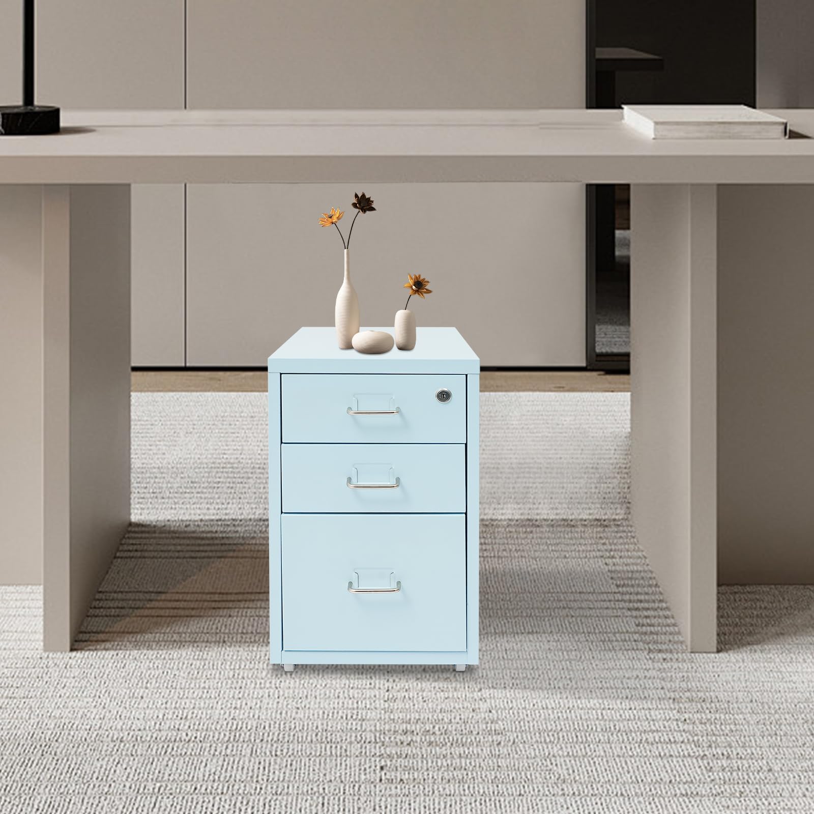 3-Drawer Lockable Mobile File Cabinet