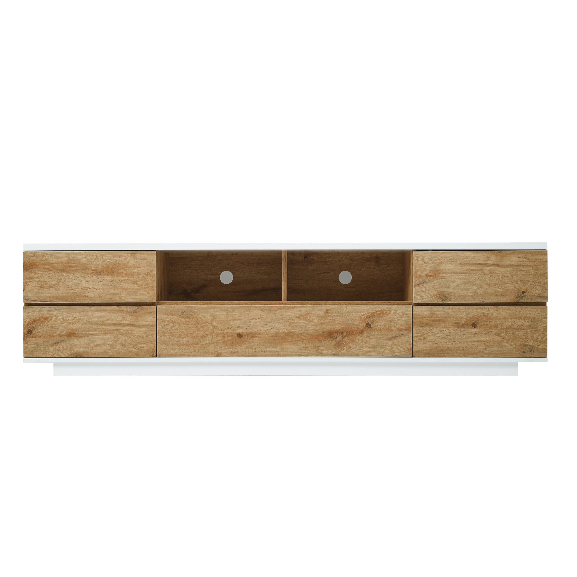 Wood TV Stand Entertainment Center with Storage Cabinets