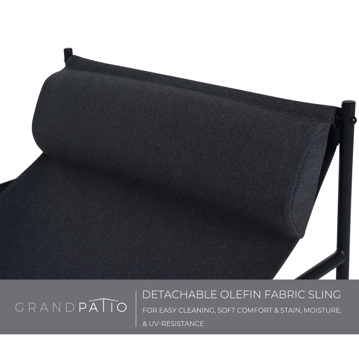 Outdoor Modern Sling Lounge Chair with Removable Headrest