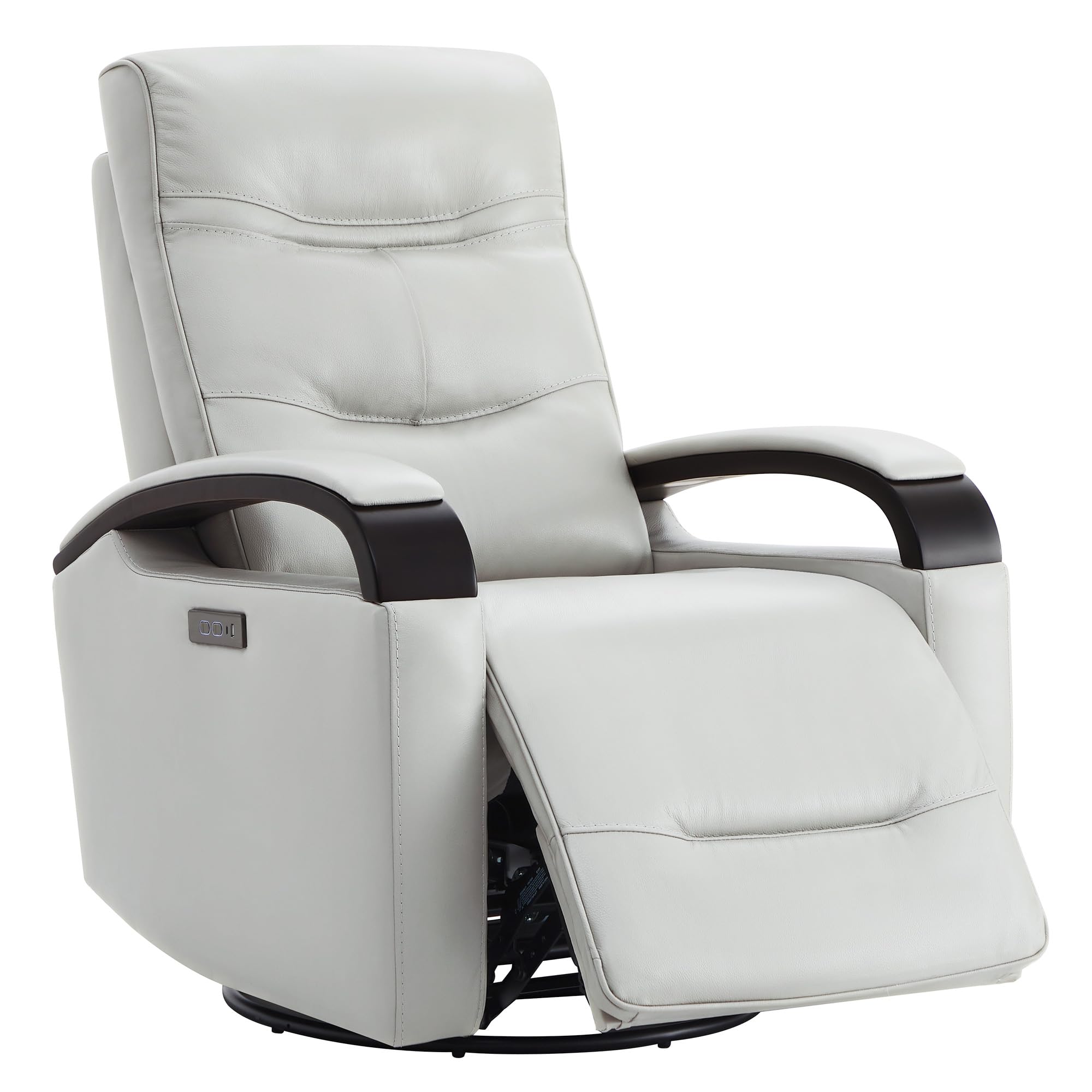 Genuine Leather Power Swivel Glider Rocker Recliner with Adjustable Headrest