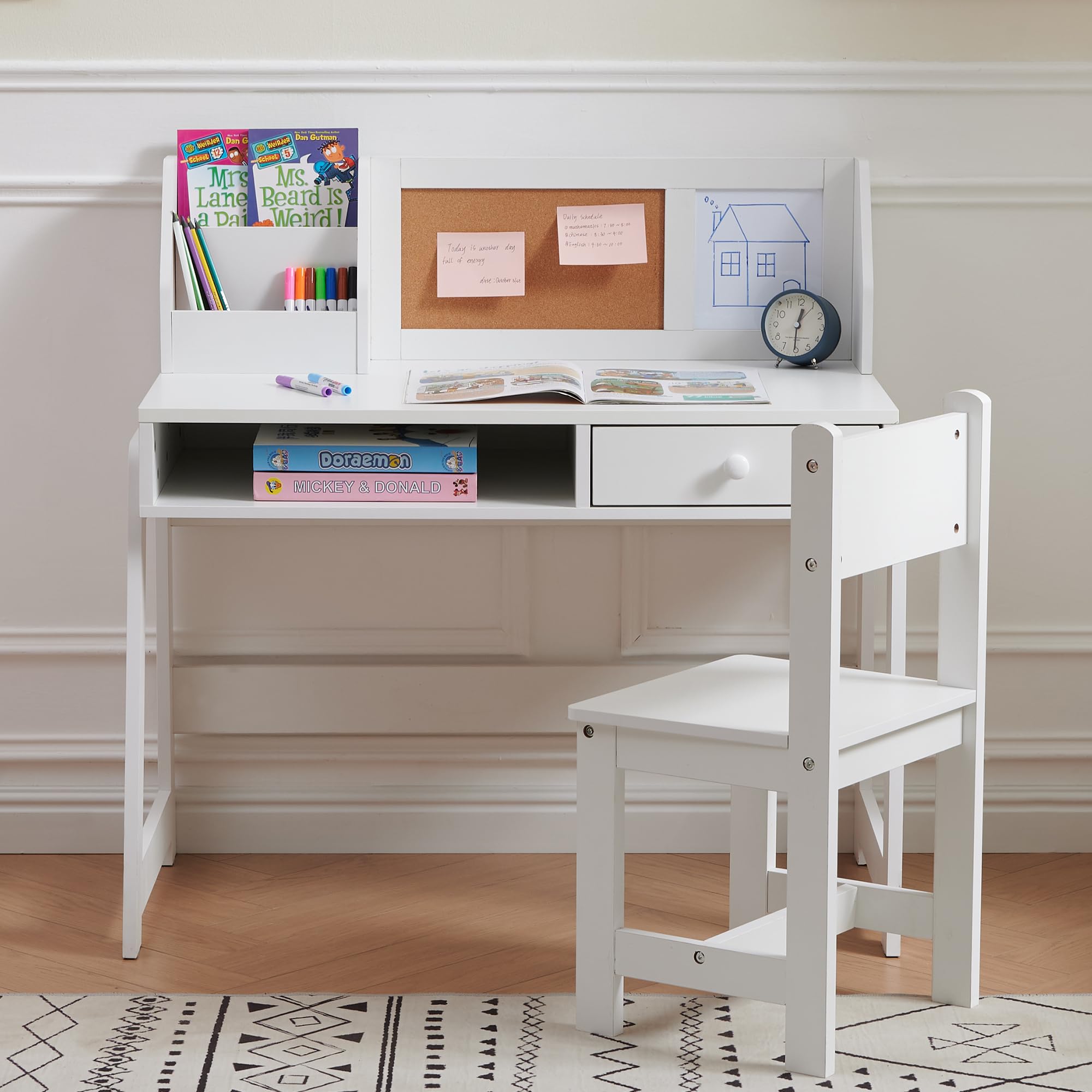 Kids Study Desk and Chair Set with Storage