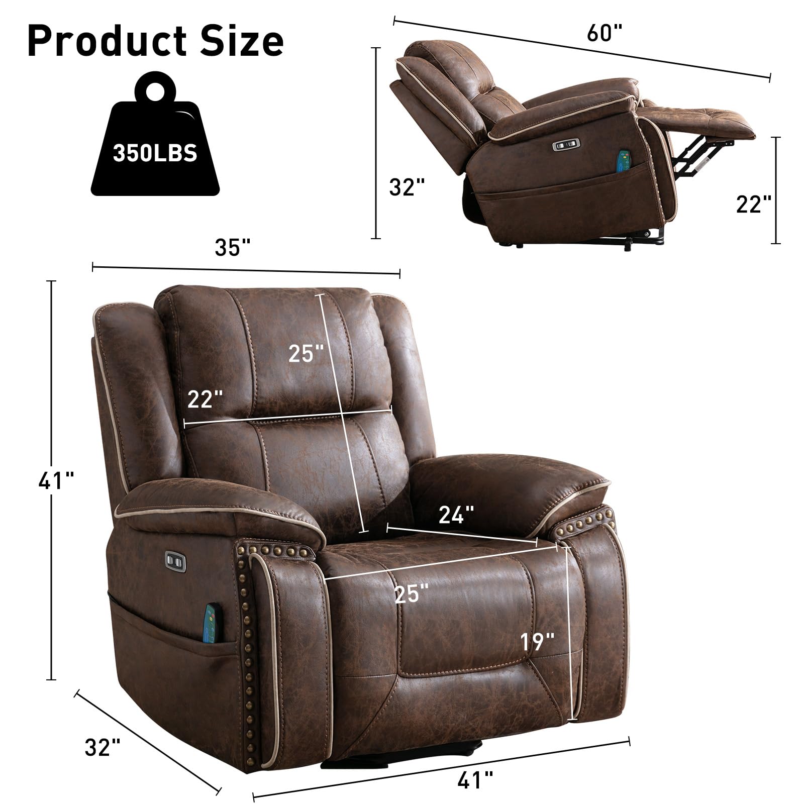 Power Lift Recliner Chair with Massage and Heat