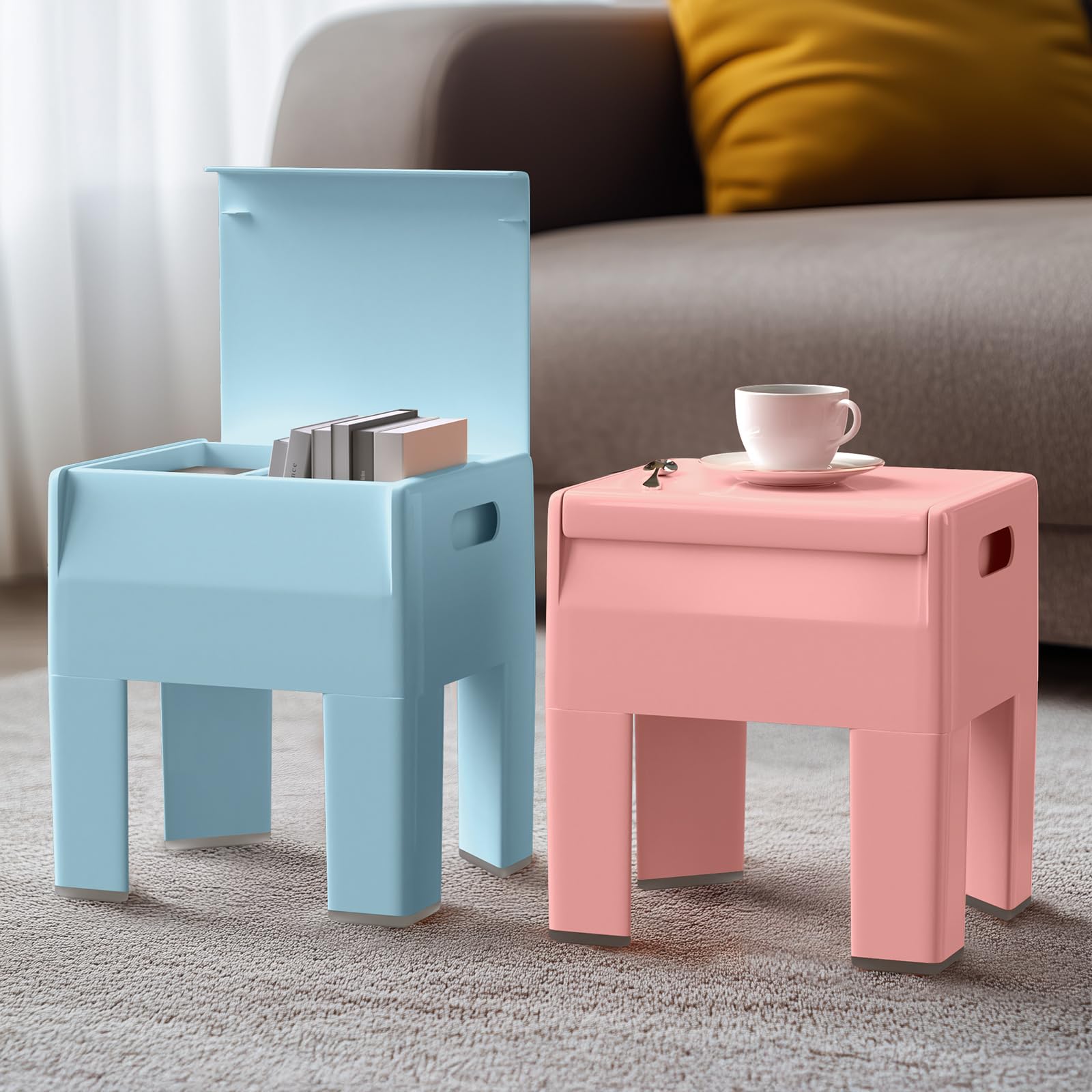 Modern Plastic Nightstand with Storage
