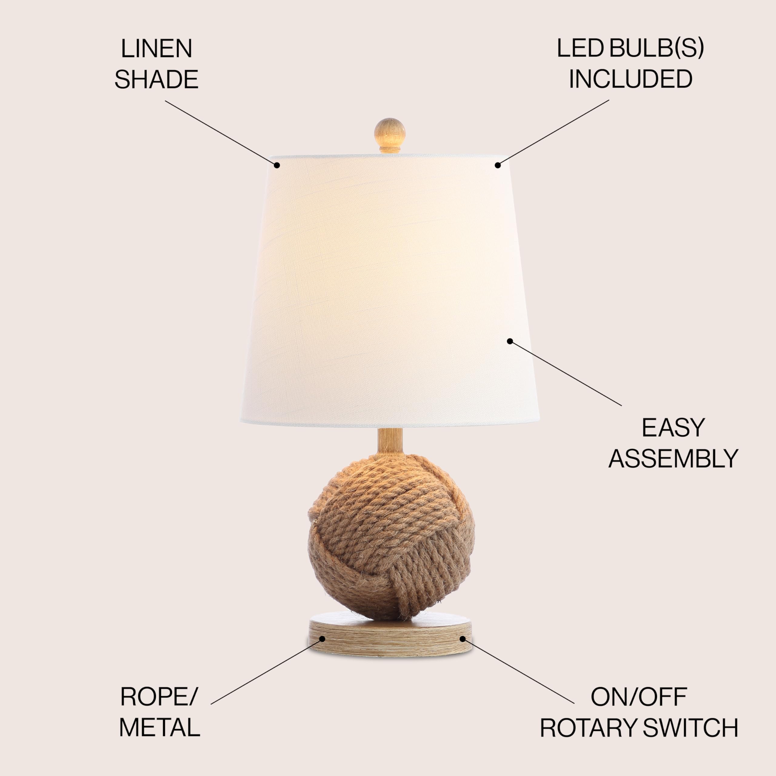 Coastal Rope Ball Table Lamp with LED Bulb