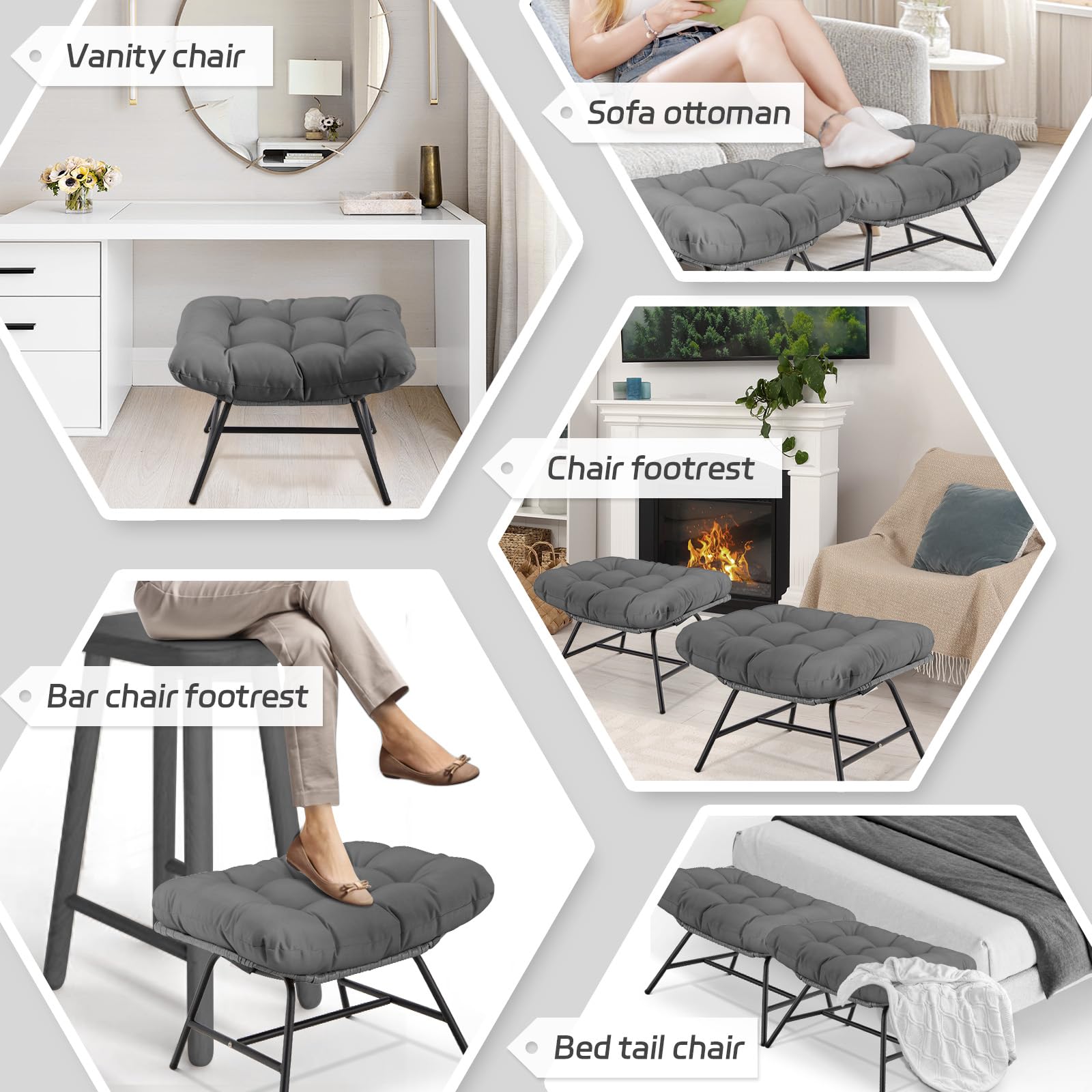Outdoor Patio Ottomans Set with Cushions