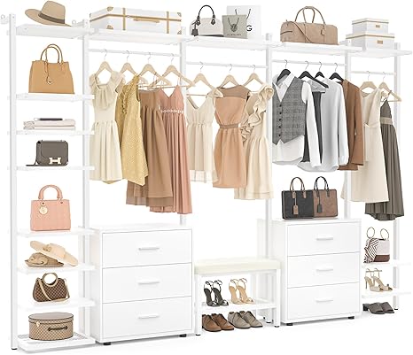 8FT Closet Organizer System with 6 Drawers