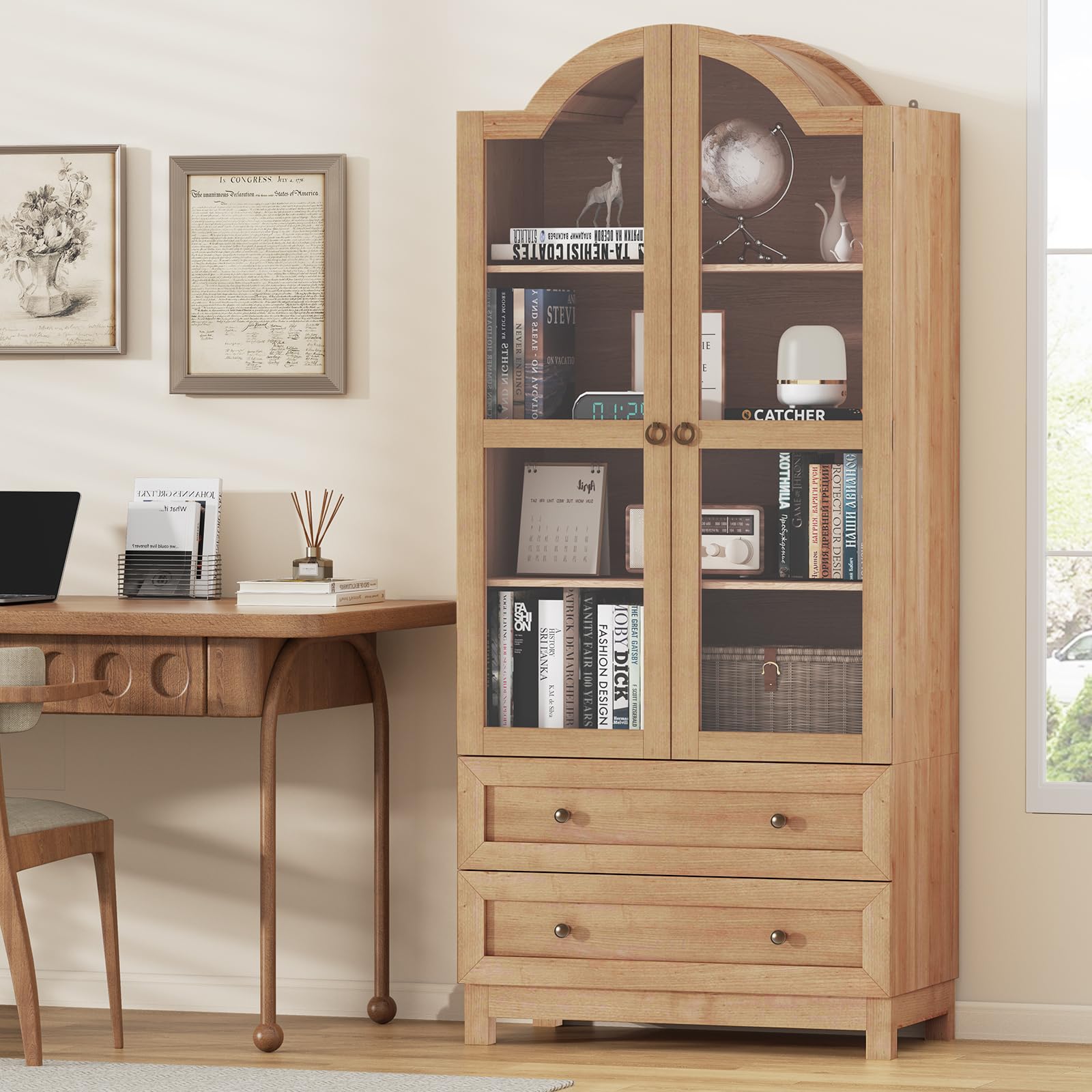 Tall Arched Pantry Cabinet with Drawers