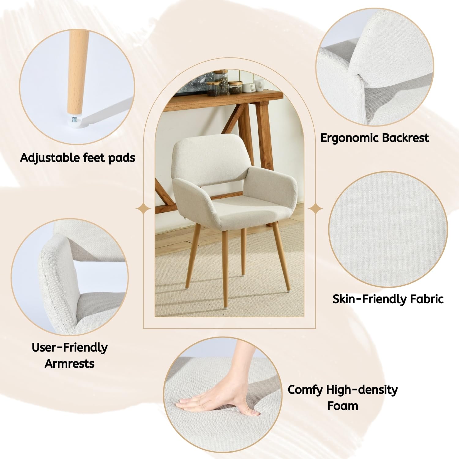 Guest Reception Chairs Set of 2 with Armrests